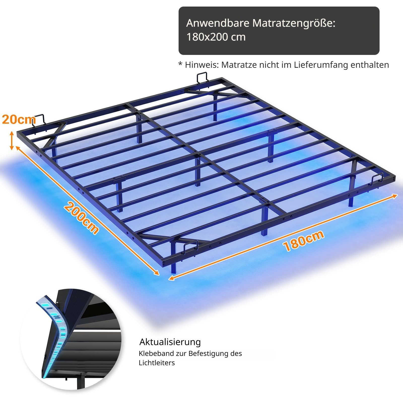 MSMASK Metallbett Schwebebett Bettgestell mit LED-Beleuchtung günstig online kaufen