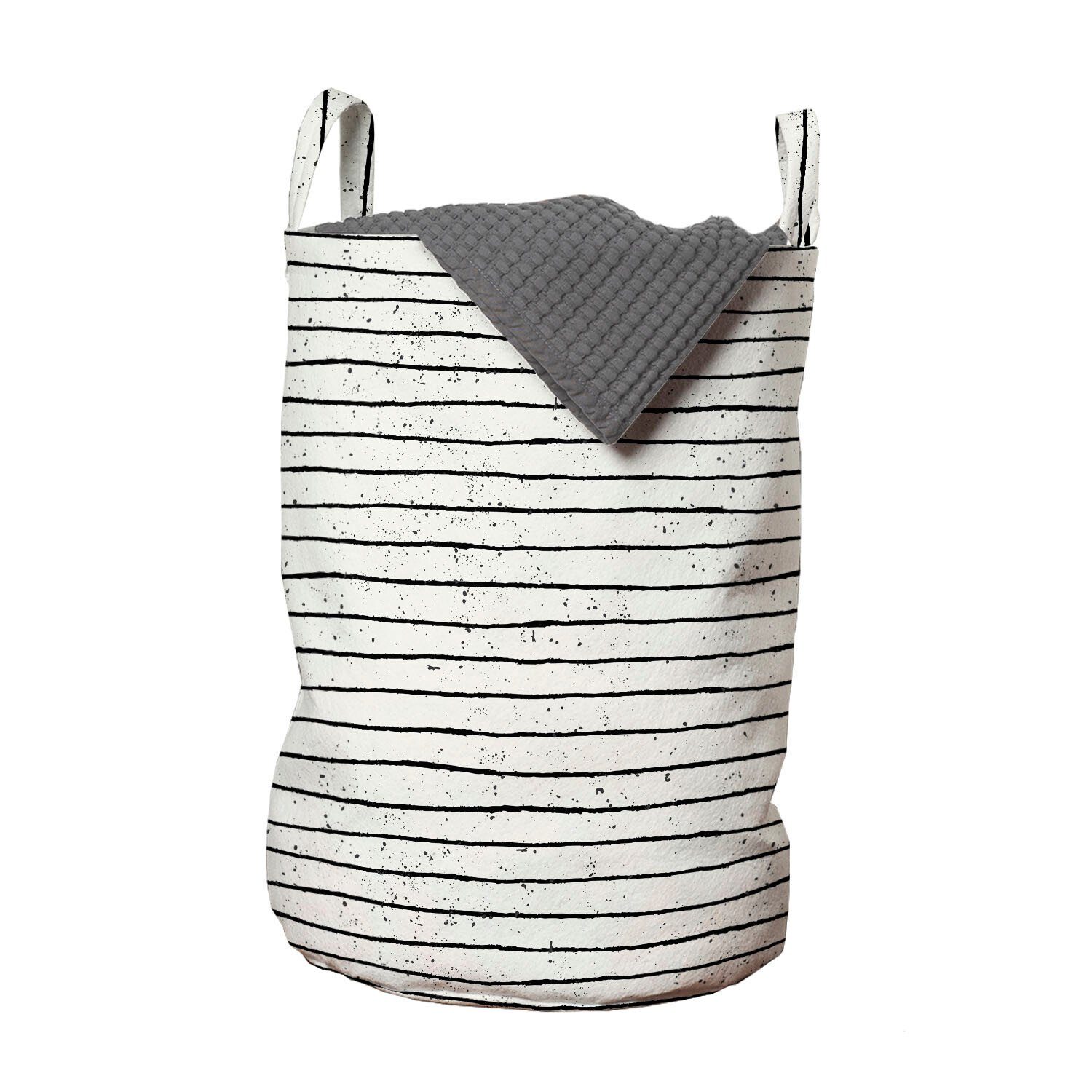 Abakuhaus Wäschesäckchen Wäschekorb mit Griffen Kordelzugverschluss für Waschsalons, Nicht-gerade weiss Horizontale Streifen-Design