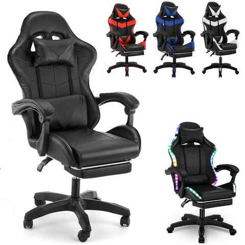 oyajia Gaming Chair Gaming Stuhl Bürostuhl Ergonomisch mit Kopfkisse, Massage Lendenkissen, Verstellbare Rückenlehne mit Fußstütze,Gaming Stuhl 130kg Belastbarket