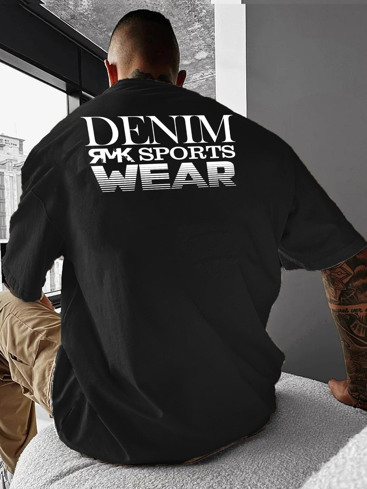 RMK T-Shirt Herren Shirt Rundhals Basic "Sportswear Denim" aus Baumwolle