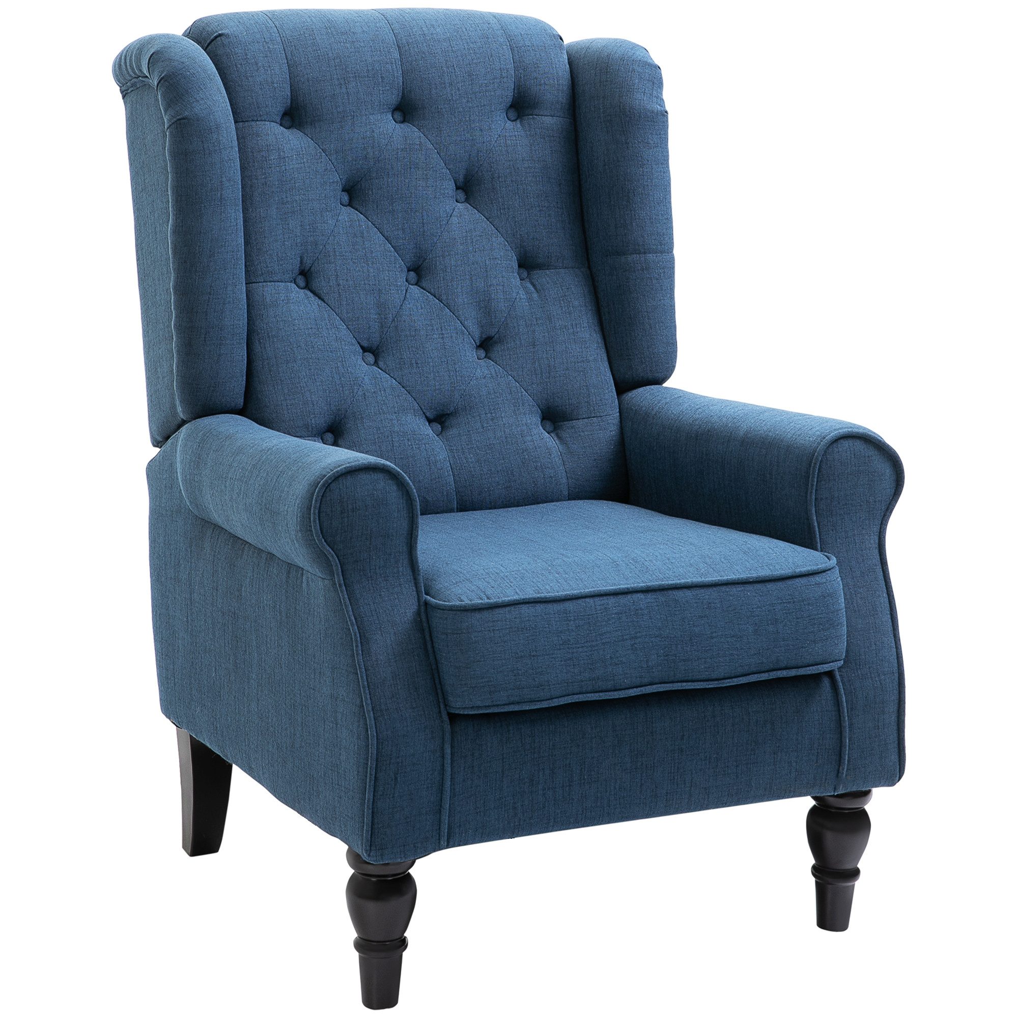 HOMCOM Sessel mit Tufting, hoher Rückenlehne (Ohrensessel, 1-St., Einzelsessel), für Wohnzimmer, Blau