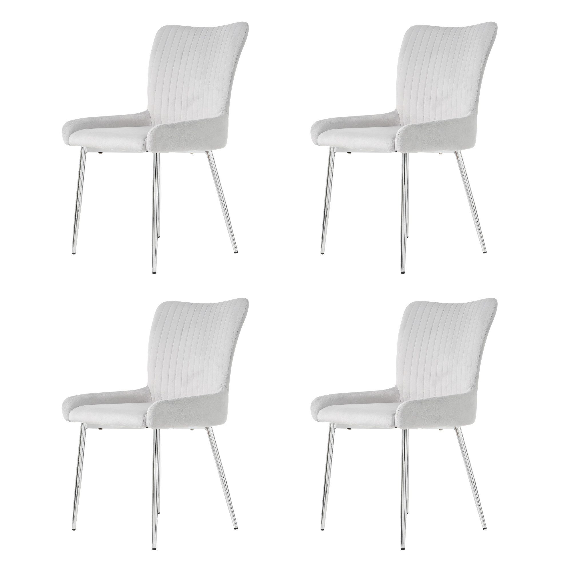 Flieks Esszimmerstuhl (Set, 4 St), 4er Set Polsterstühle Wohnzimmerstuhl mit Rückenlehne Metallbeine Samt