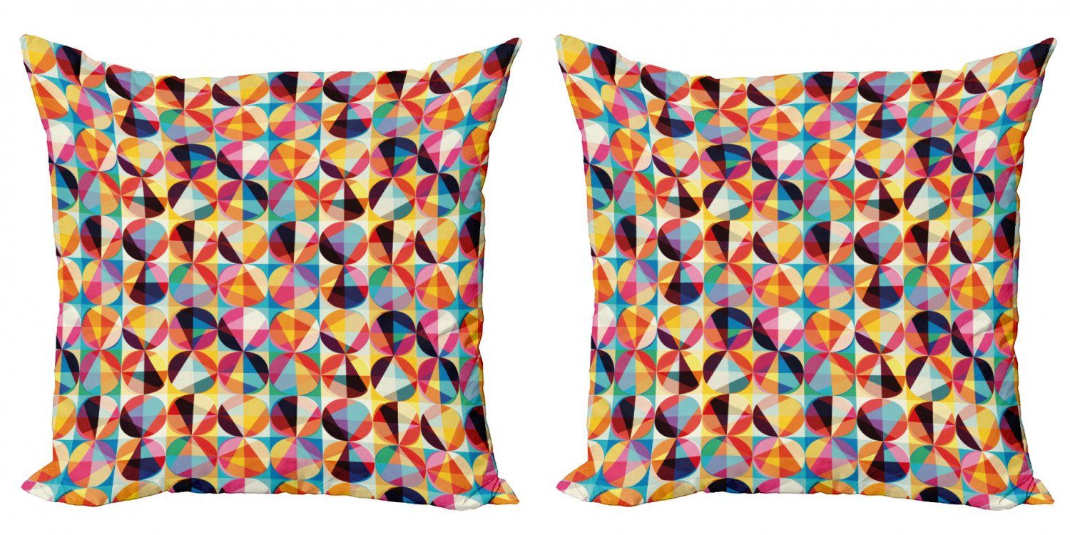 Accent Dreiecke Modern Abakuhaus Stück), (2 Geometrisch Digitaldruck, Kissenbezüge Forming Kreise Doppelseitiger