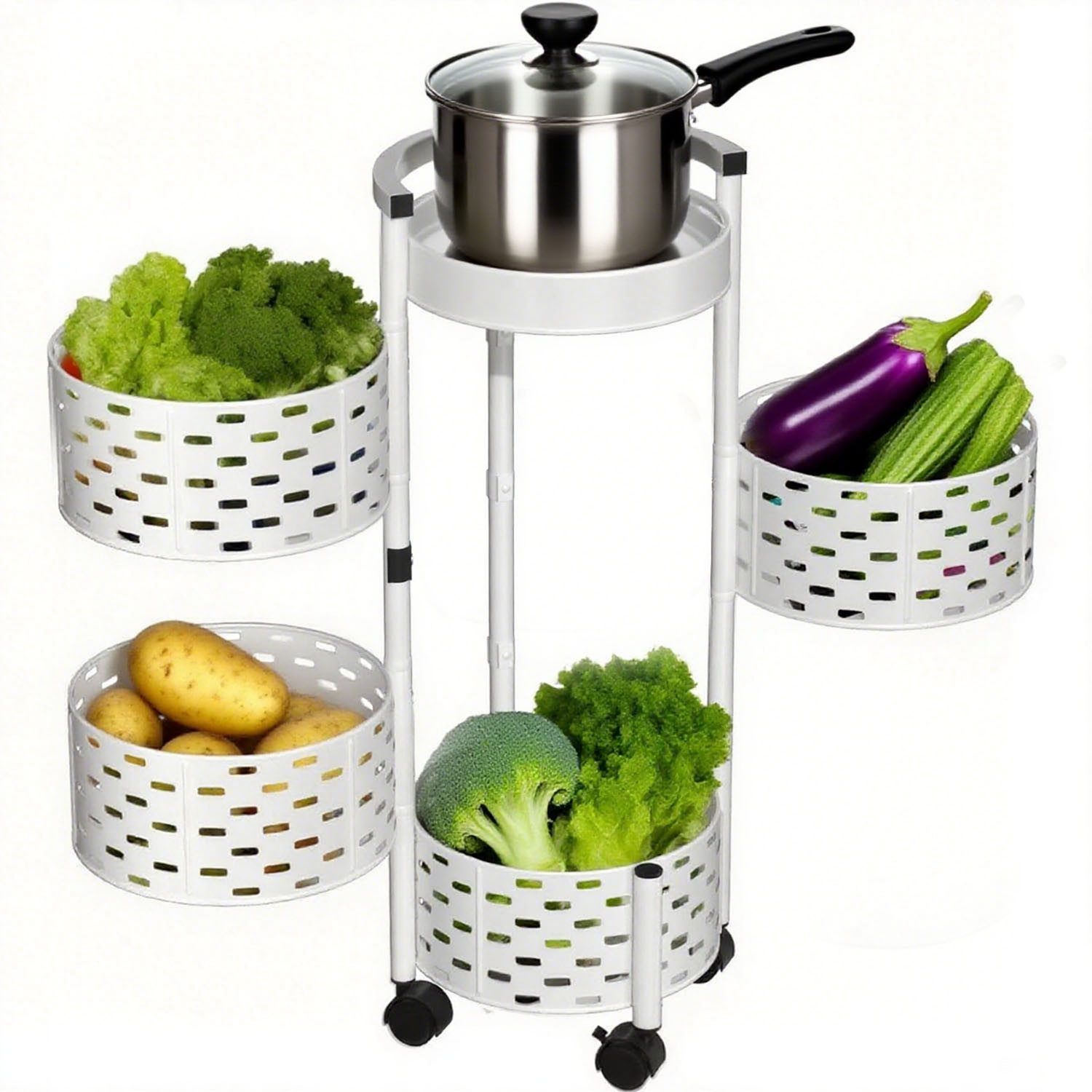 SURFOU Küchenregal Drehbares Küchenregal mit 4 Ebenen Rollwagen Küchenrollw günstig online kaufen