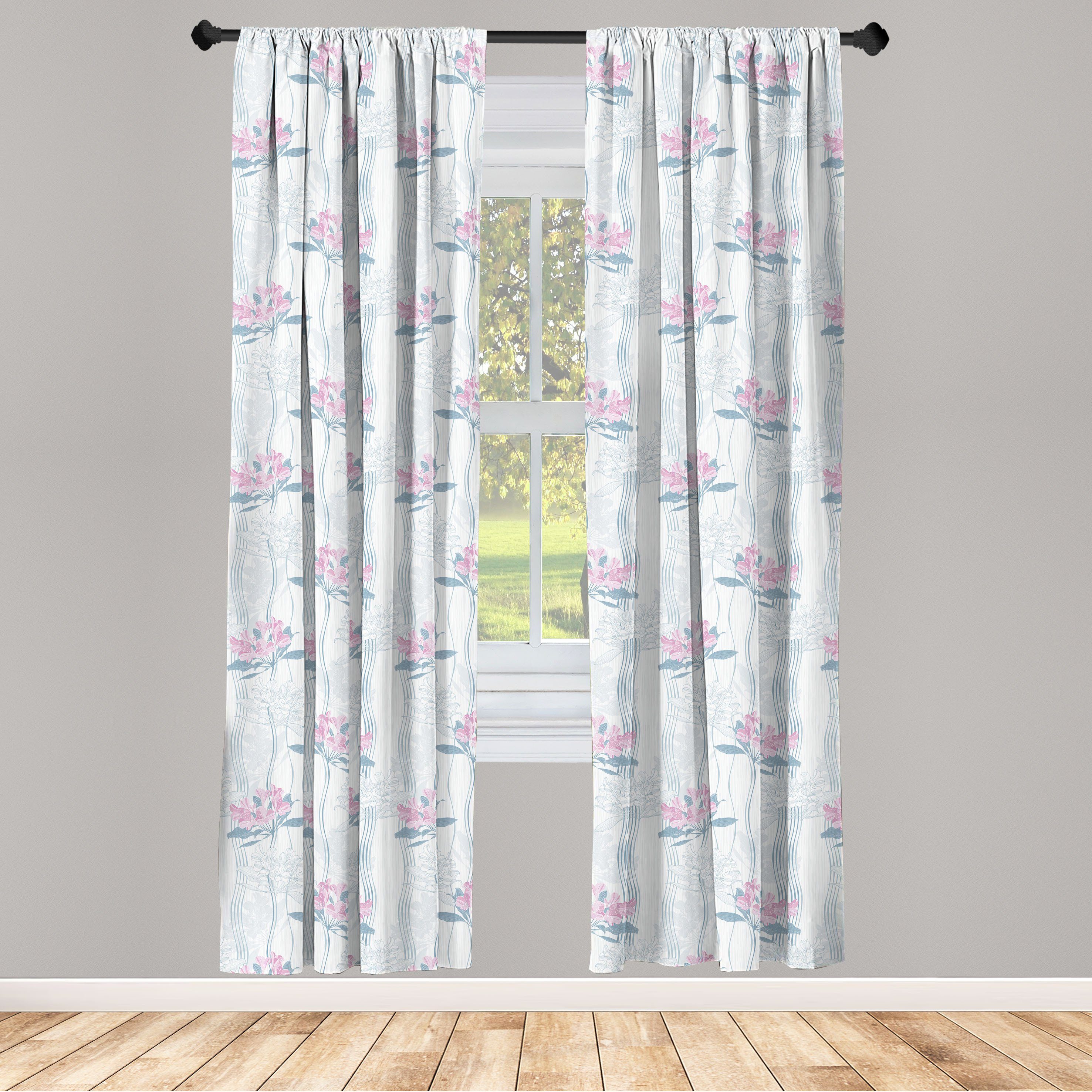 Gardine Vorhang für Wohnzimmer Schlafzimmer Dekor, Abakuhaus, Microfaser, Blumen Pinky Alstroemeriablumen