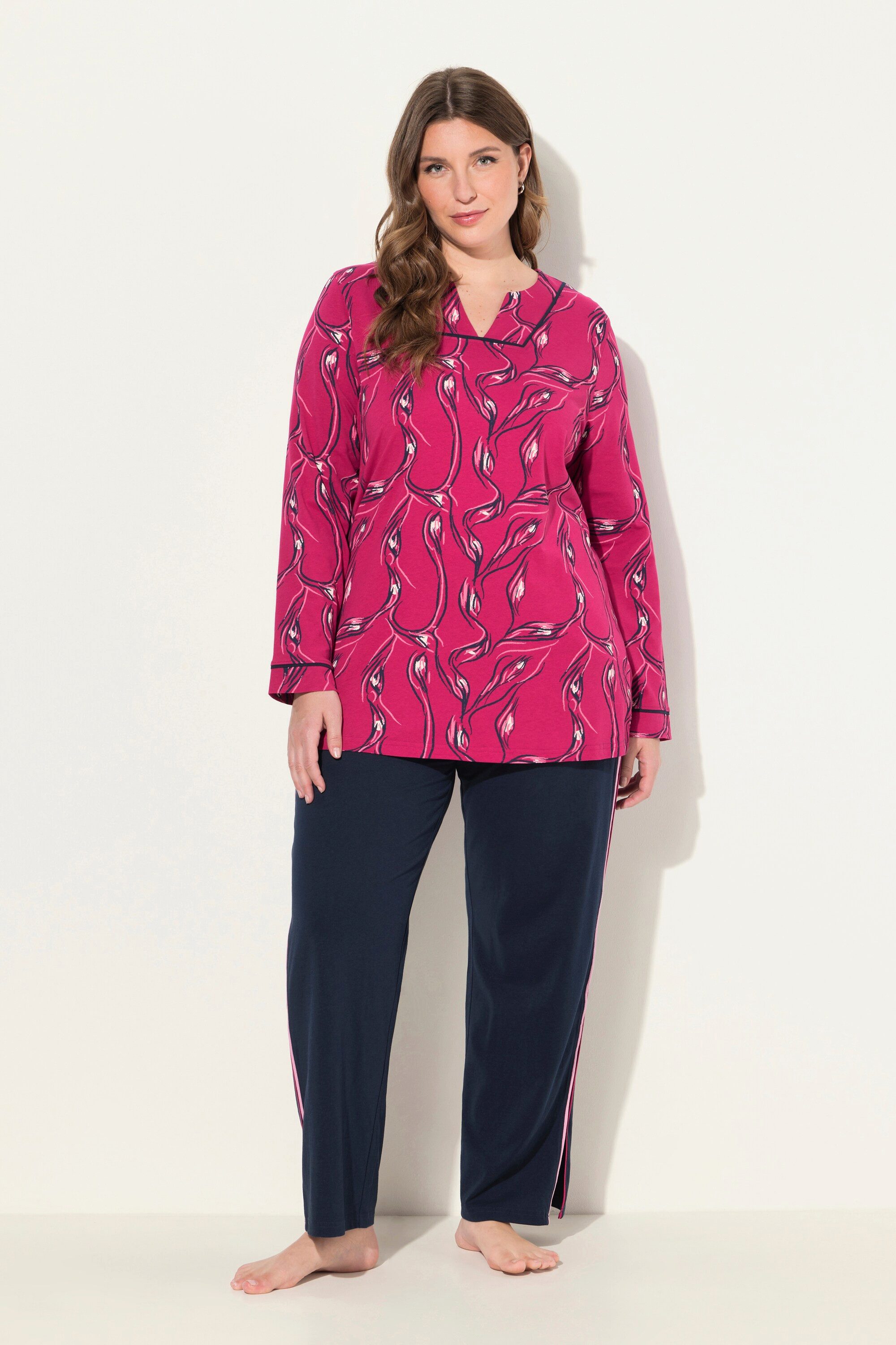 Ulla Popken Pyjama Pyjama floraler Druck günstig online kaufen