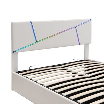 DOTMALL Bett Bequemes Polsterbett mit LED-Lichtleisten,160*200 cm