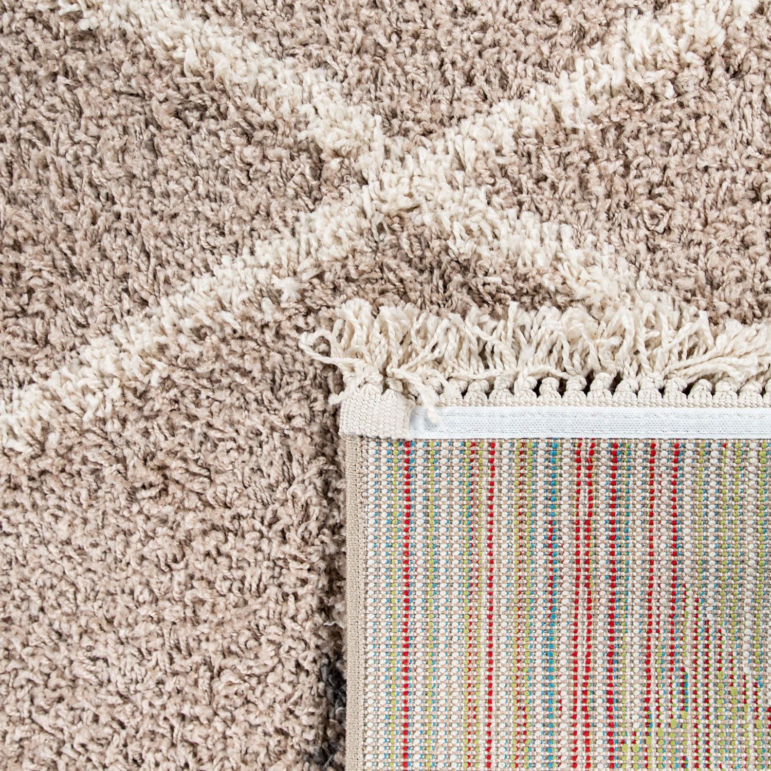 Hochflor-Teppich »Wooly 285«, Paco Home, rechteckig, Höhe 35 mm, Berber Design, Rauten Motiv, weich & kuschelig, mit Fransen, ideal im Wohnzimmer & Schlafzimmer-HomeTrends
