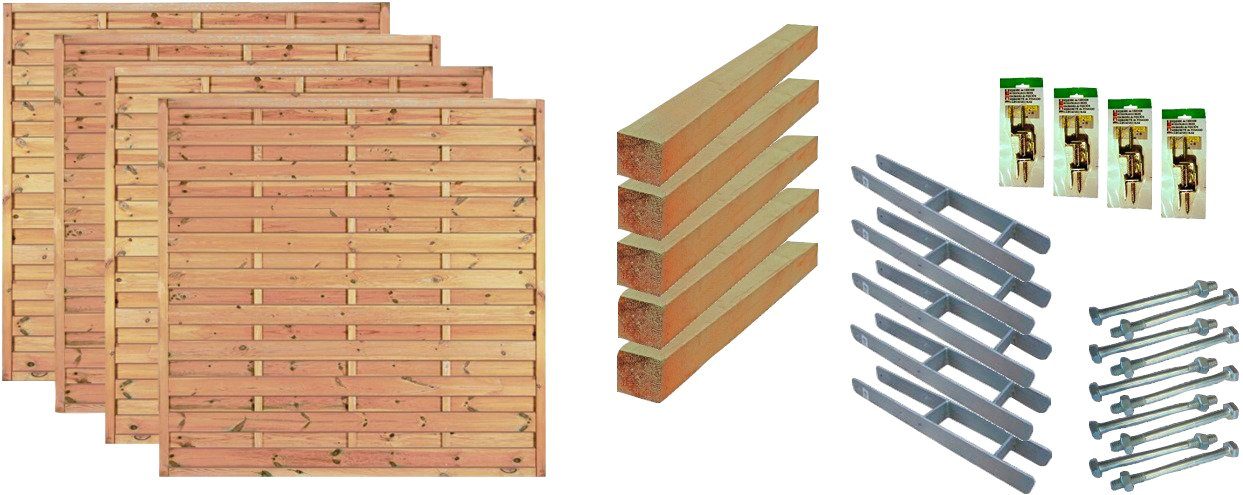 Tetzner & Jentzsch Dichtzaun Manhattan 2, (Set), 4 Elemente, LxH: 765x180 cm