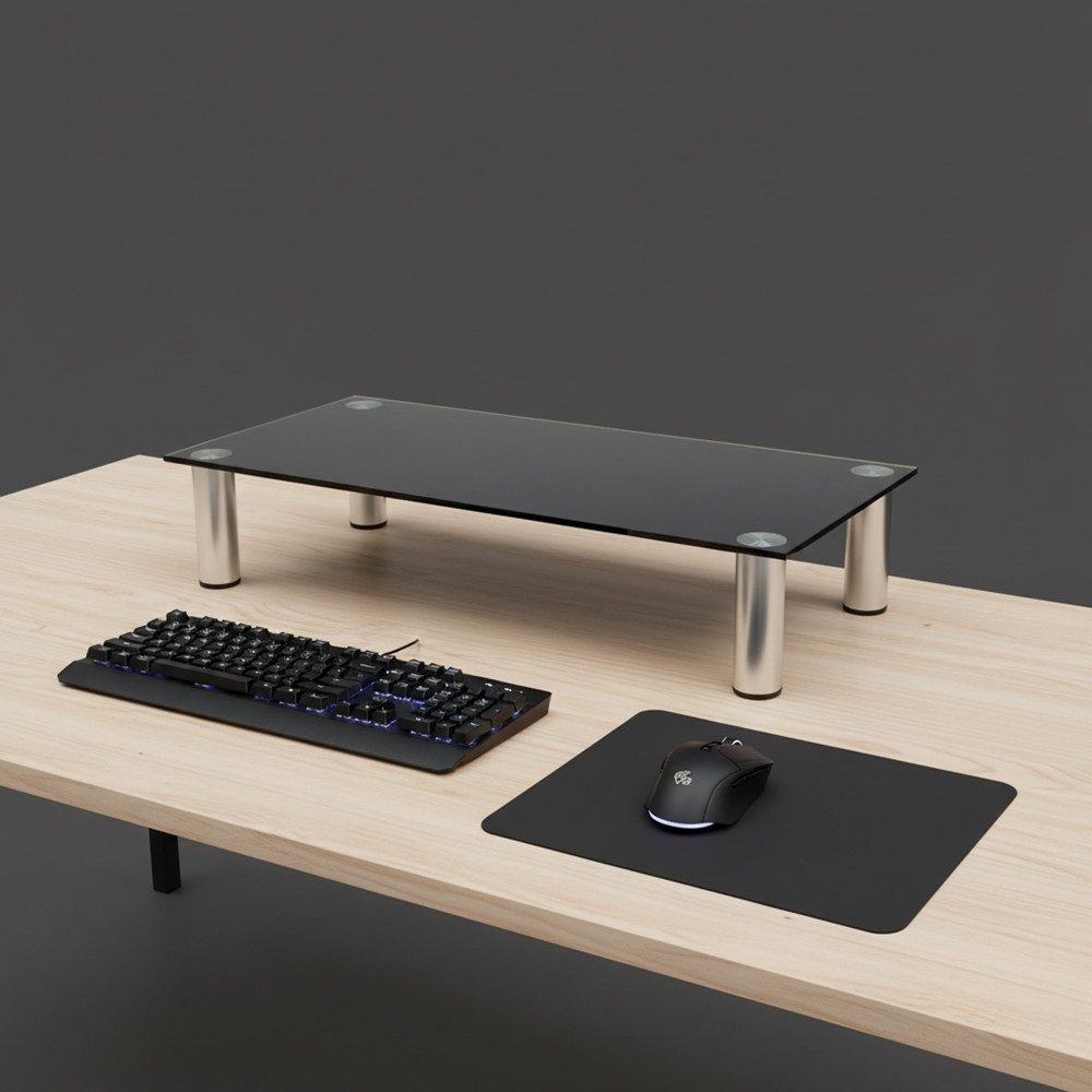 Melko TV-Rack Bildschirmerhöhung Schreibtischaufsatz Glasaufsatz Monitoraufsatz (Stück), Robust und stabil