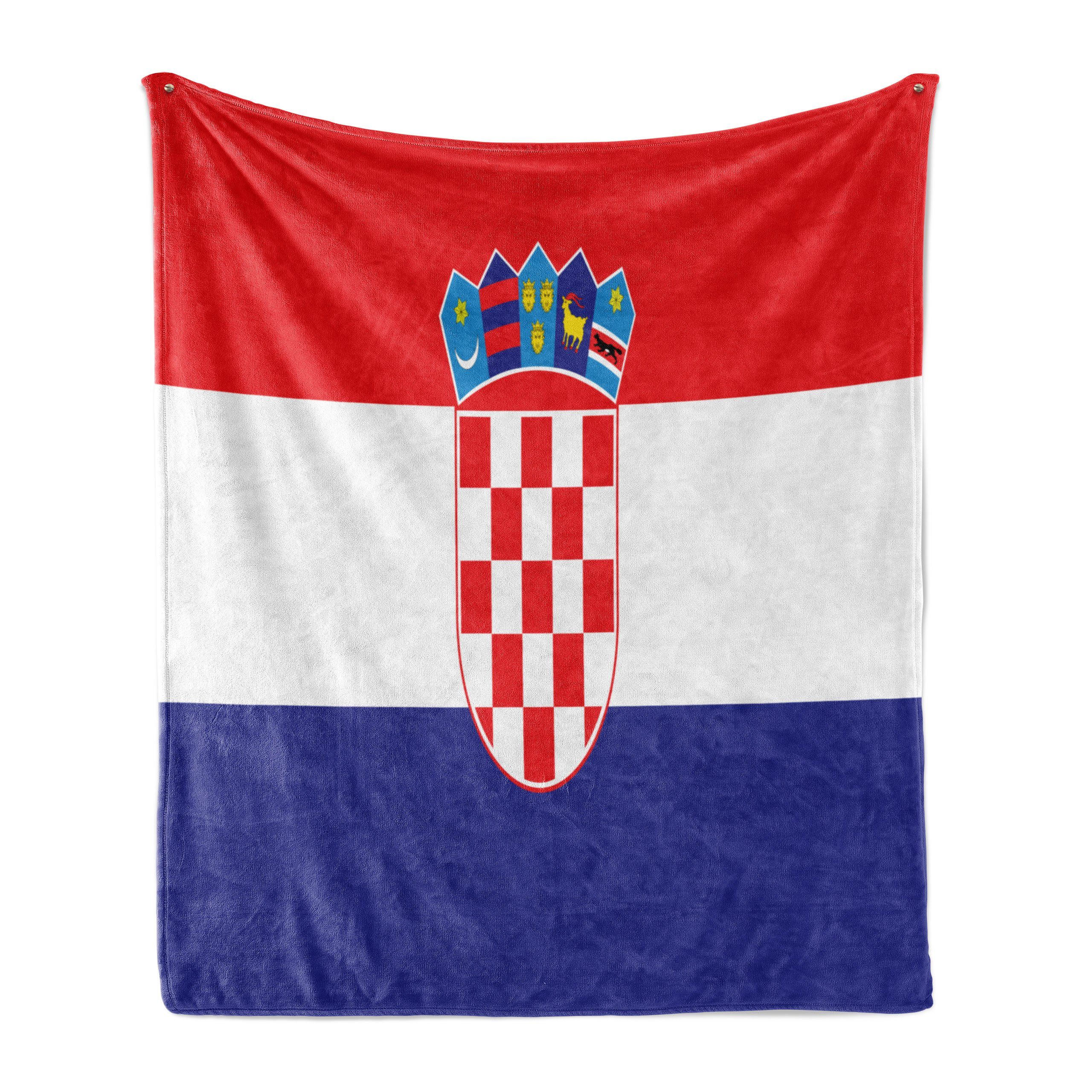 Wohndecke Gemütlicher Plüsch für den Innen- und Außenbereich, Abakuhaus, Kroatien Einfaches Design Flagge Druck