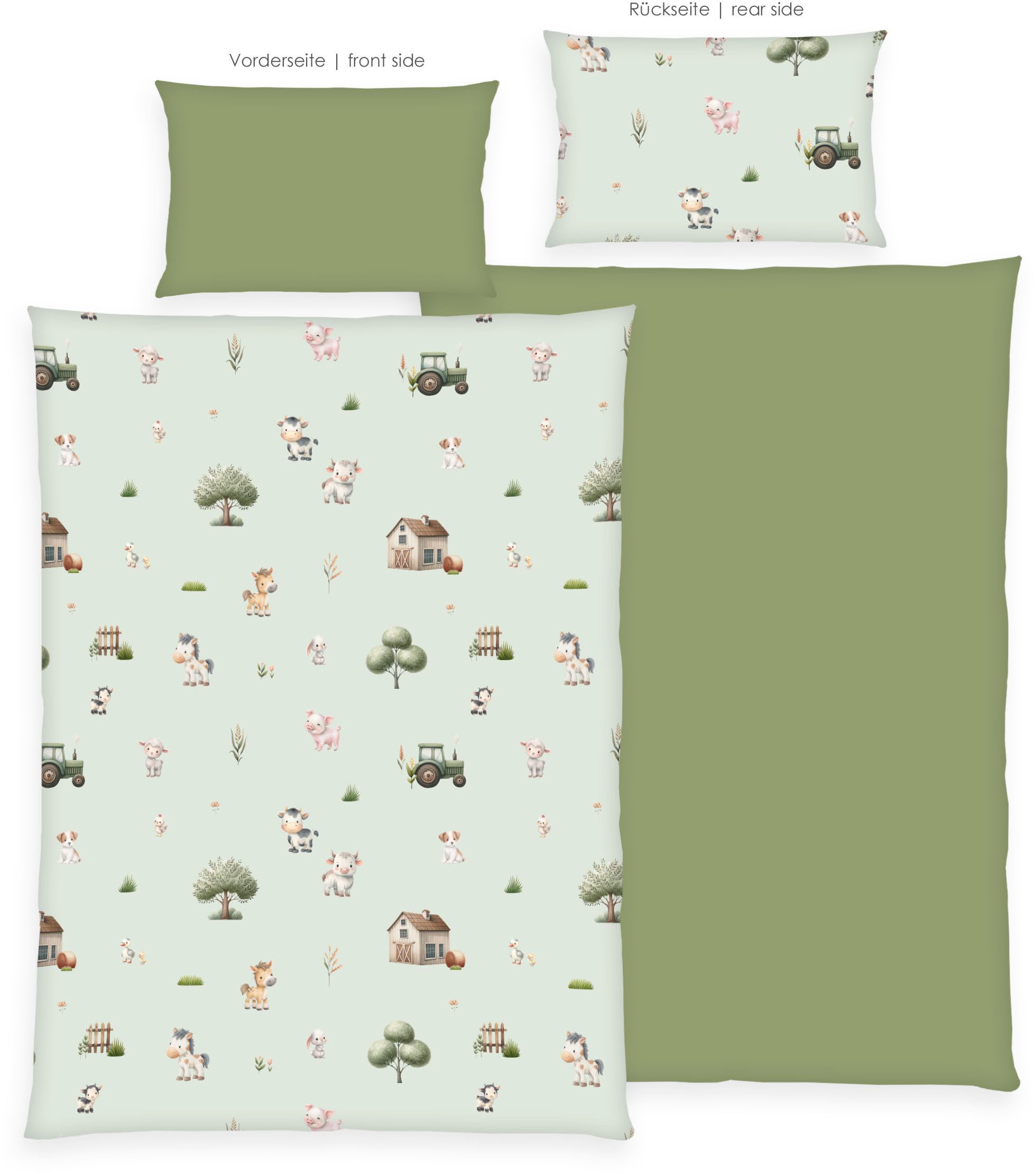 Baby Best Babybettwäsche Bauernhof, Flanell, 2 teilig, Wendebettwäsche