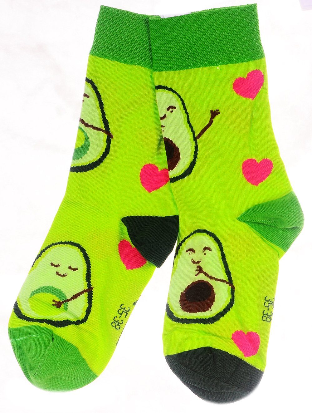 Martinex Шкарпетки 1 Paar Strümpfe in Grün mit Avocado Damen Herren Kinder socks weich, gemustert, Themensocken 34 35 36 37 38 39 40 41 42 43 44 45
