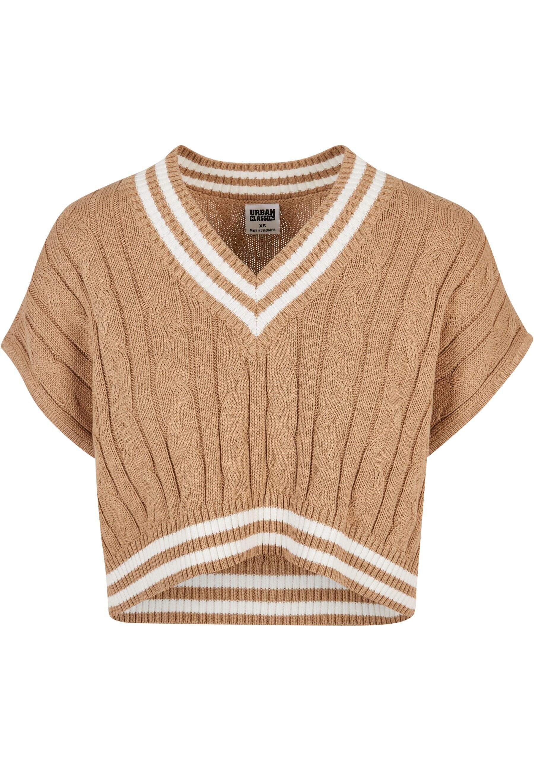 URBAN CLASSICS Rundhalspullover Urban Classics Damen Ladies Cropped Knit College Slipover (1-tlg)