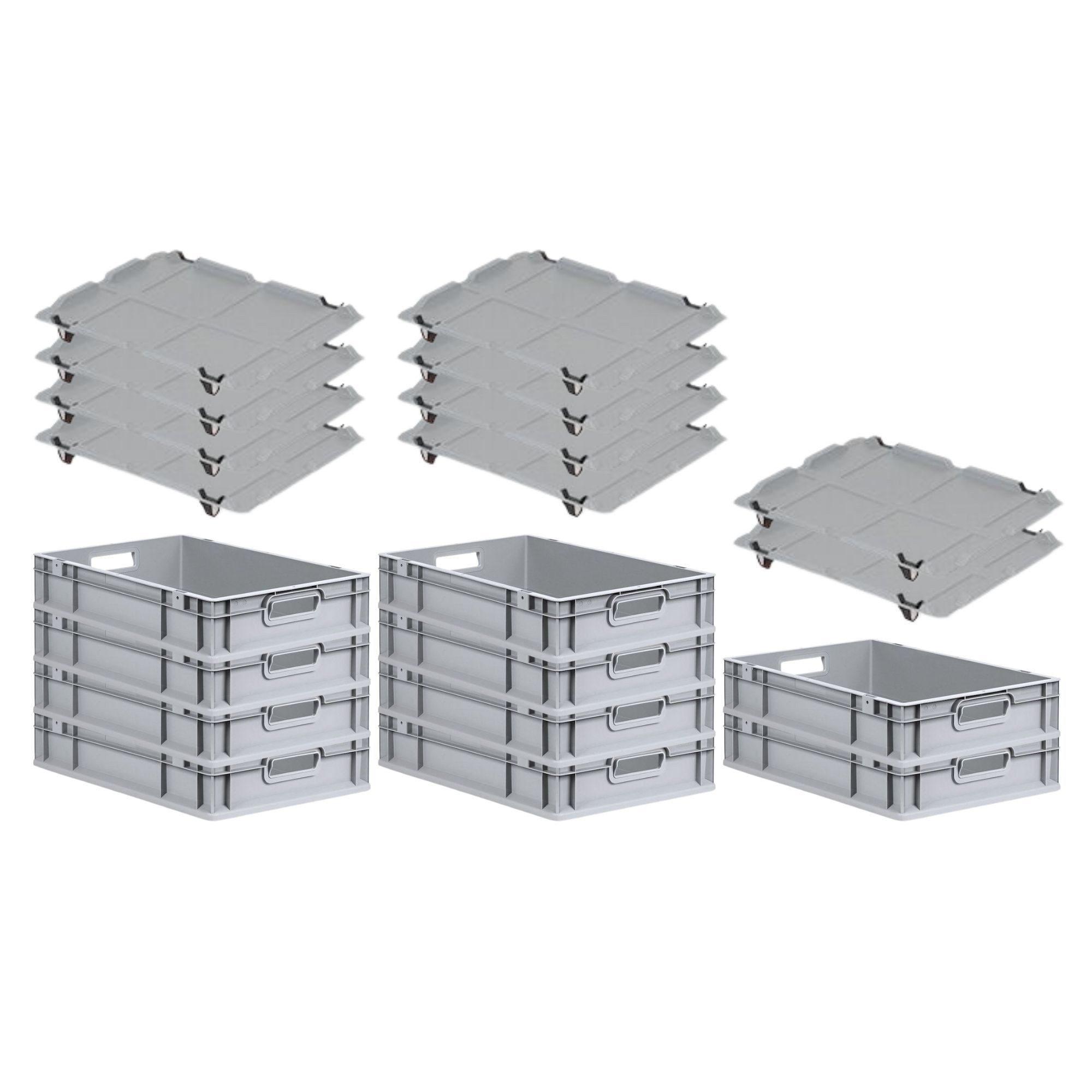 PROREGAL® Stapelbox SparSet Eurobox NextGen Economy Auflagedeckel/geschlossen (10 St)