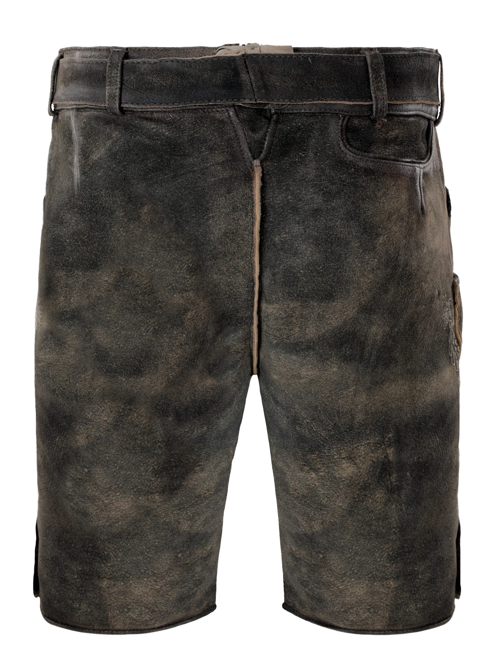 FUCHS Trachtenlederhose Trachtenlederhose Herren kurz Dunkelbraun Echtleder rustikal Wiesn (1-tlg)
