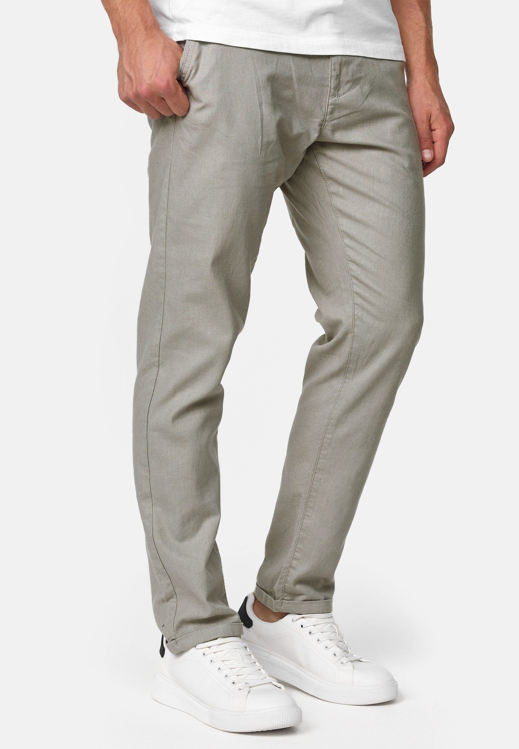 Indicode Leinenhose Herren Bryne Sommerhose Leinen Herrenhose mit 4 Taschen, Leinen,- Baumwollgemisch