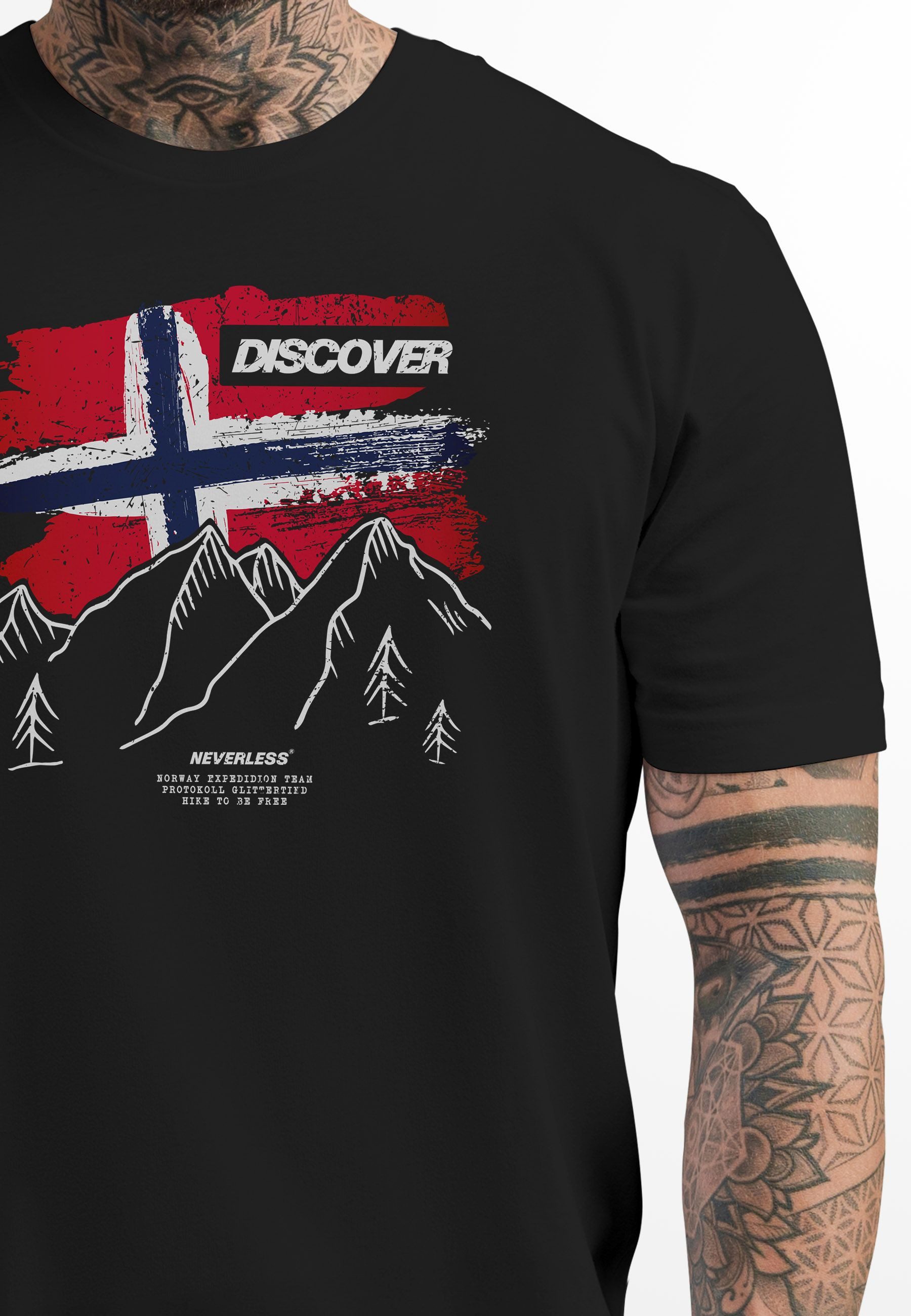 Neverless Print-Shirt Herren T-Shirt Norwegen Flagge günstig online kaufen