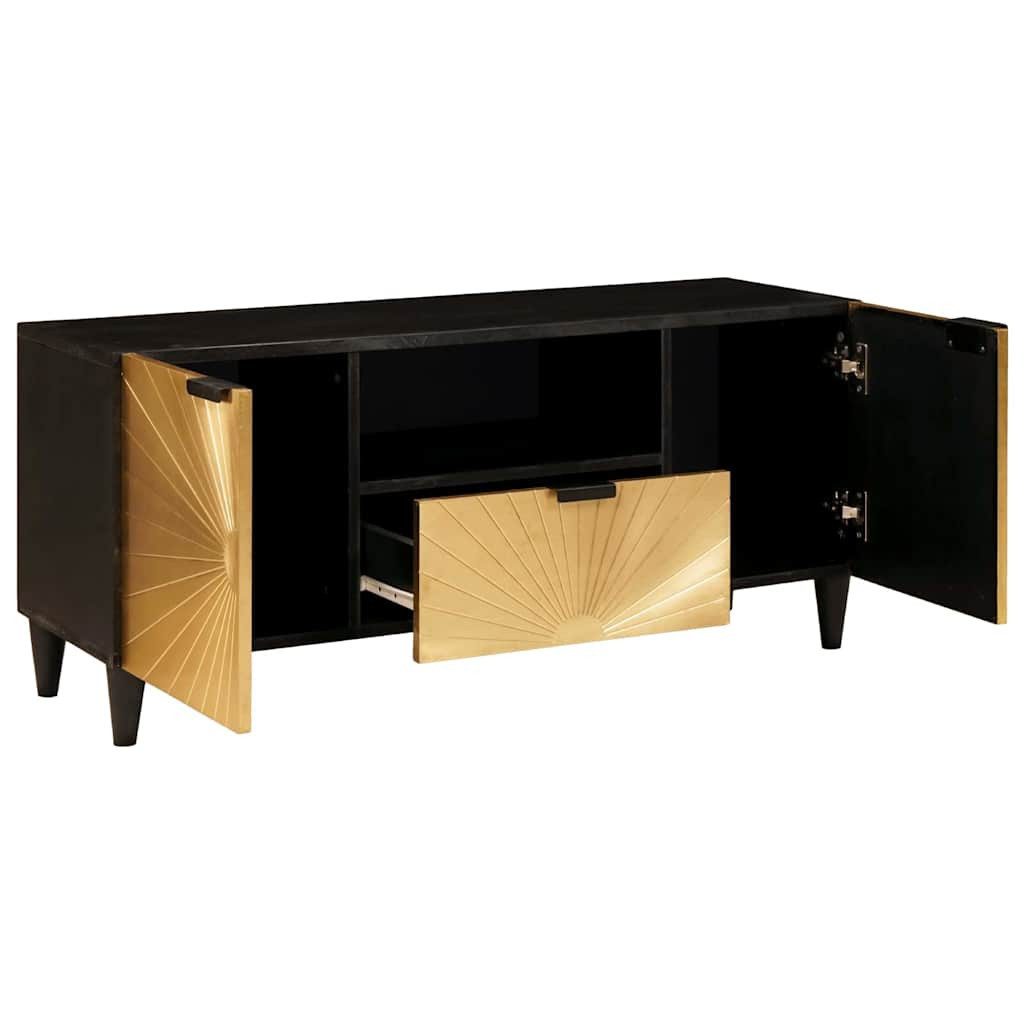 vidaXL Media-Regal TV-Schränk Schwarz und Gold 105 x 33 x 46 cm massives holz, 1-tlg.