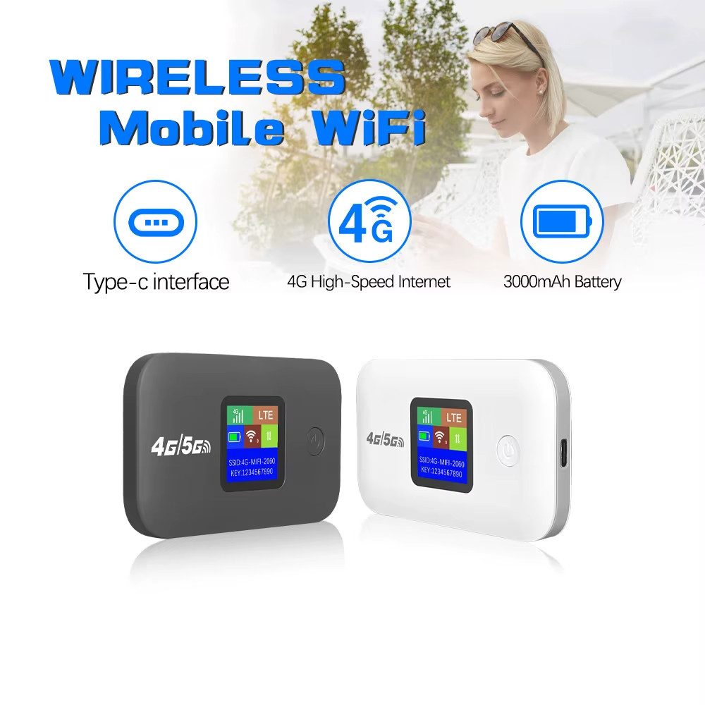Athlix Reise-WLAN-Hotspot mit SIM-Steckplatz 4G Mobil 300Mbps WLAN-Router, LED-Display Stabile Verbindung Unterstützt 10 Geräte Outdoor – Bild 5 von 5