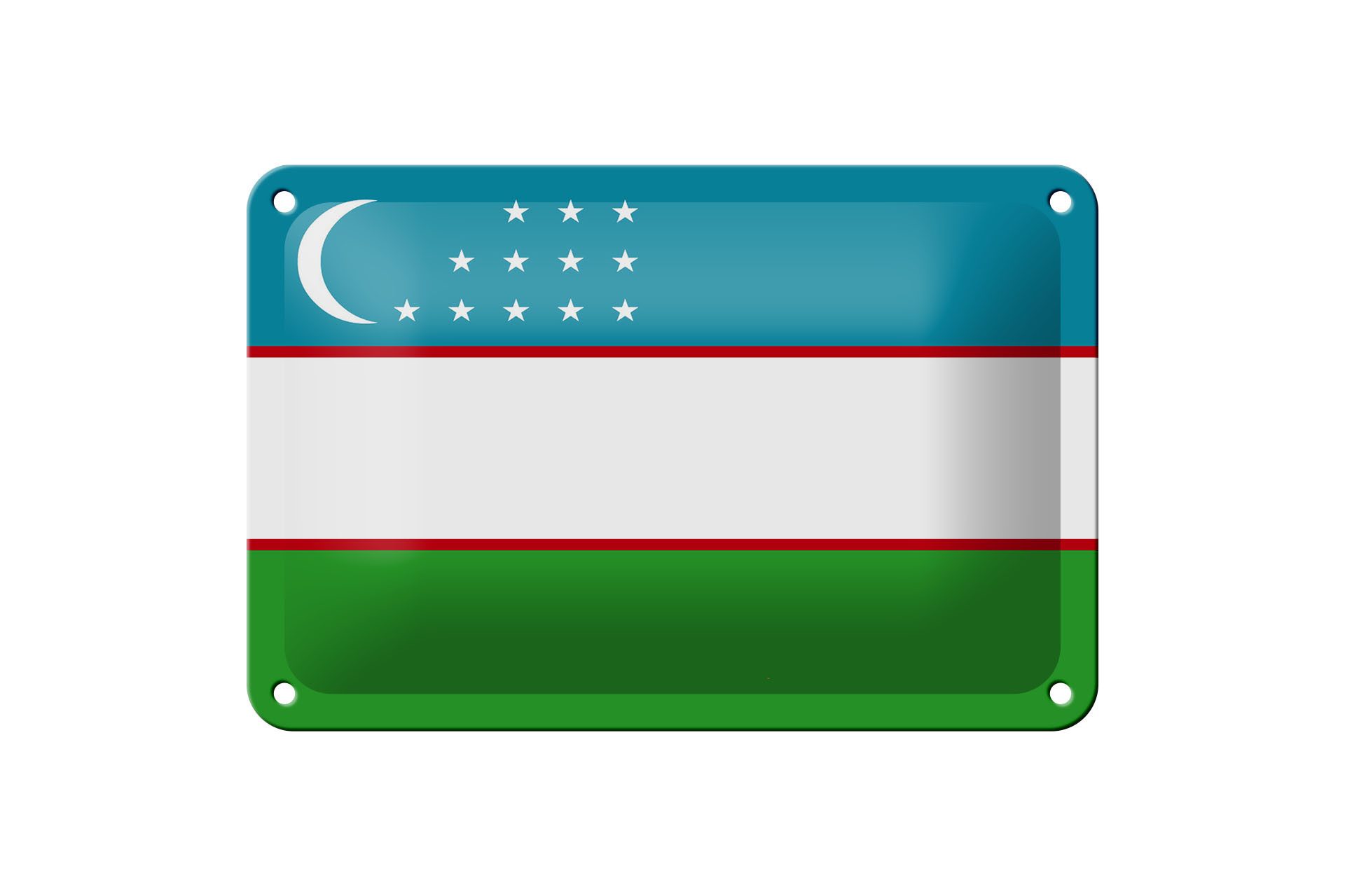 Femer GmbH Metallschild Flagge Usbekistans 18x12cm Flag of Uzbekistan, (1 St), gewölbte Oberfläche, abgerundete Ecken, umgeschlagene Kanten