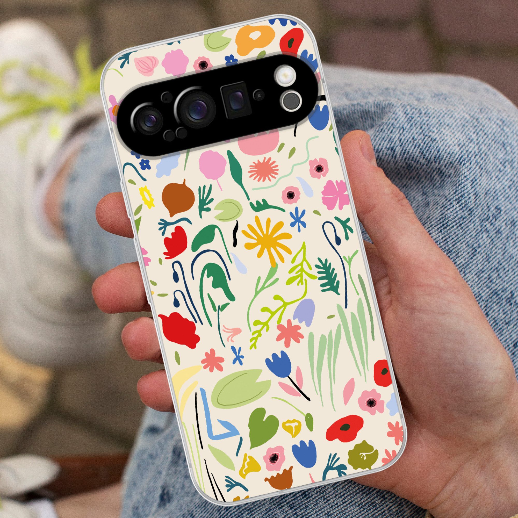 MuchoWow Handyhülle für Google Pixel 9 Pro Blumen - Muster - Pflanzen, Phone Case, Silikon, Schutzhülle Dünn