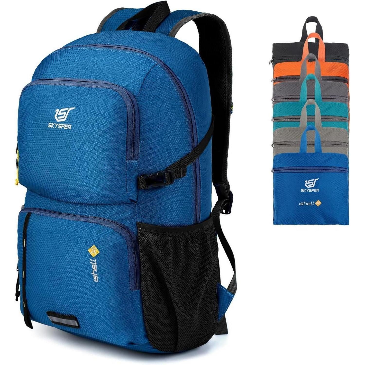 Daypack Rucksack faltbar Nassfach wasserfest ultraleicht Wandern Ishell30 blau