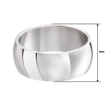 meditoys Fingerring Ring aus Edelstahl für Damen und Herren · Bandring 8 mm breit · Silber poliert