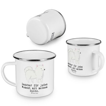 Mr. & Mrs. Panda Becher Spitz Moment - Weiß - Geschenk, Welpe, Kaffee Blechtasse, Emaille Cam, Emaille, Ästhetisch & langlebig