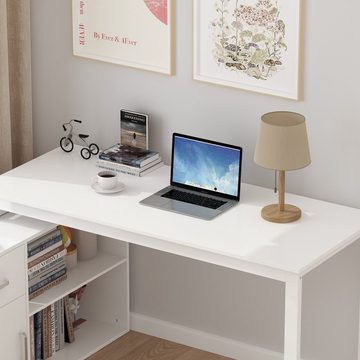 FUFU&GAGA Schreibtisch L-förmiger Computertisch mit 1 Schublade und 1 Schrank