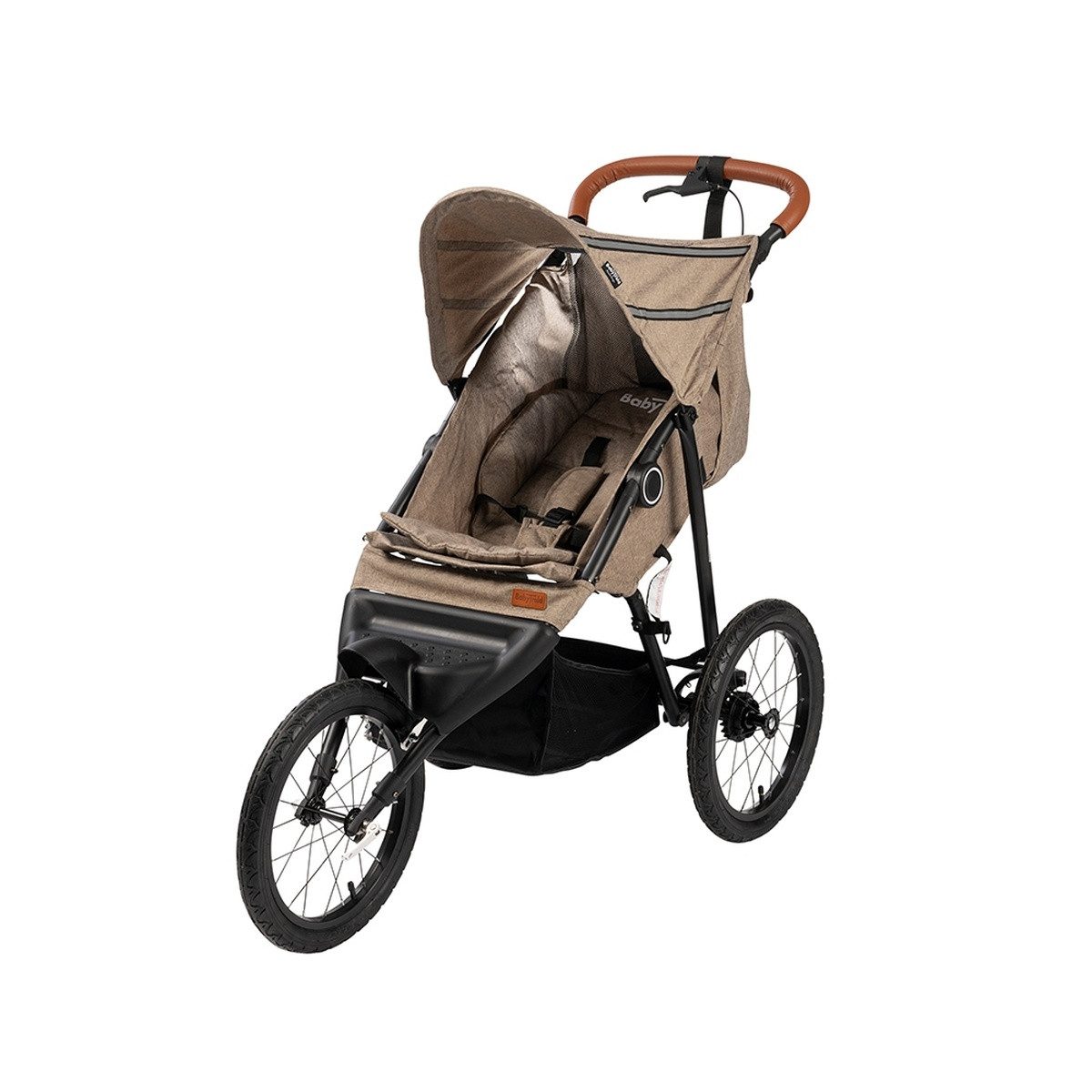 Babytrold Kinder-Buggy Jogger Buggy Schwarz luftbereift, 8 kg, mit Handbremse & Korb, ergonomisch, geformte Schiebestange, für komfortables Handling