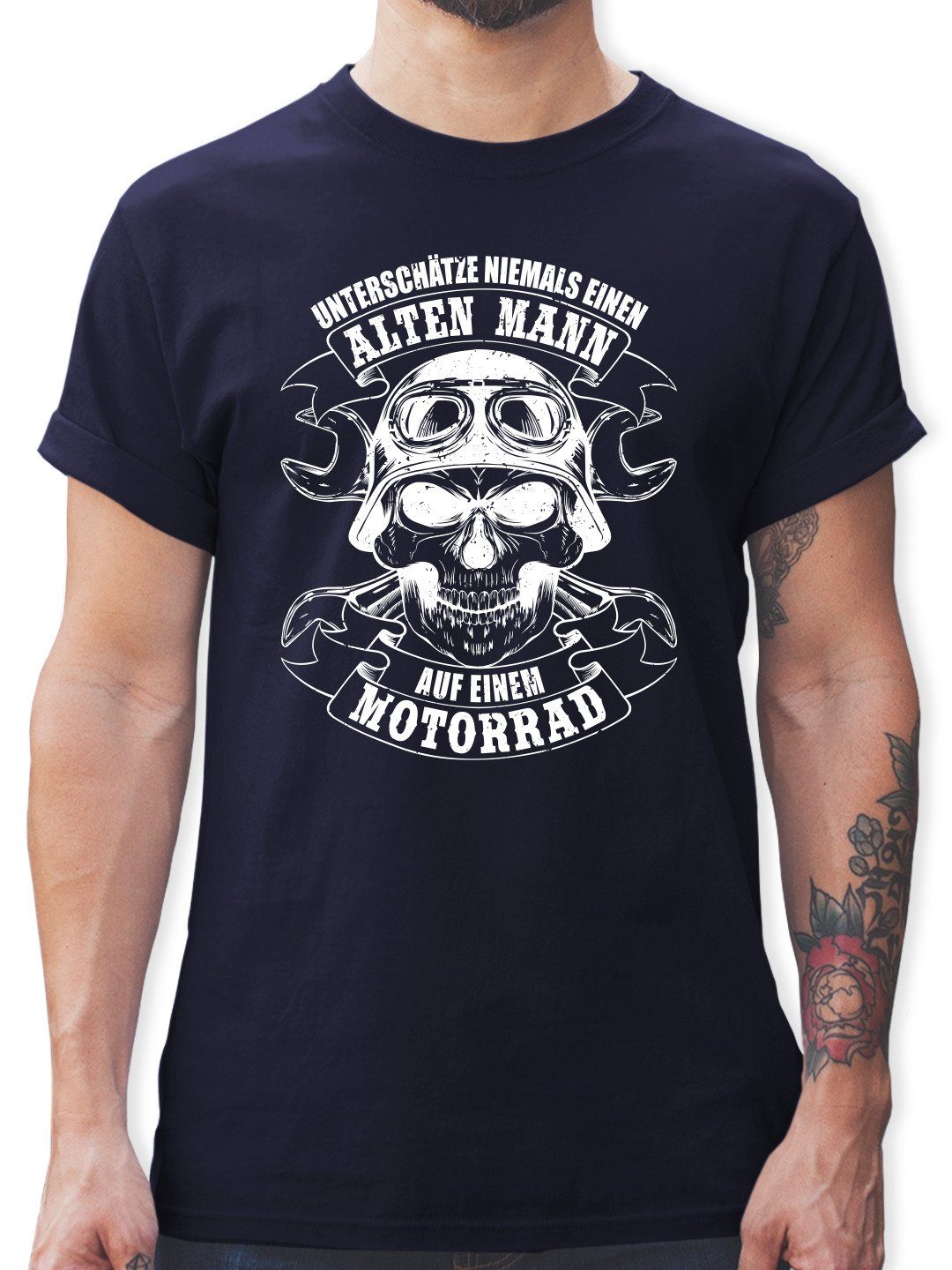 Shirtracer TShirt »Unterschätze niemals einen alten Mann weiß Herren Premium TShirt