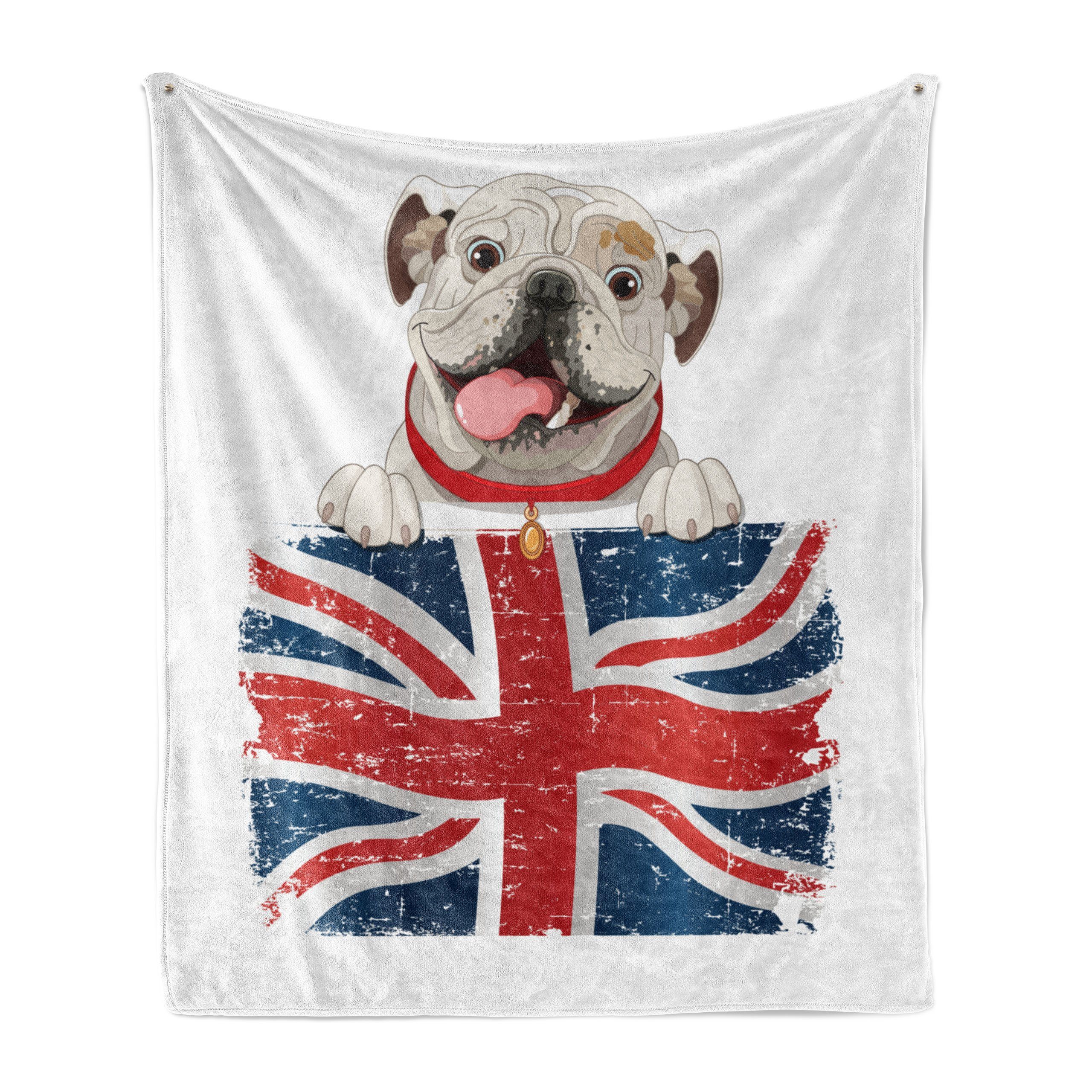 Wohndecke Abakuhaus, Innen- Plüsch Dog den und Außenbereich, Englische Bulldogge Gemütlicher für Britisch