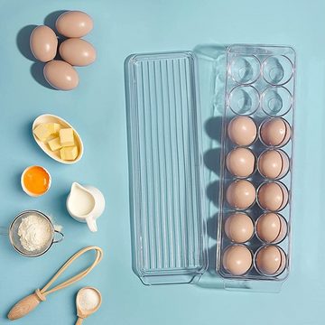 zggzerg Eierbecher Eierhalter Kühlschrank 2 Stück,Eierbox mit 14 Fächern,Deckel und Griff, (2-tlg)