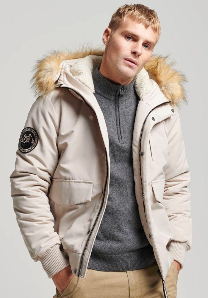 Steppjacke BOMBER Chateau HOODED PUFFER EVEREST Grey Superdry