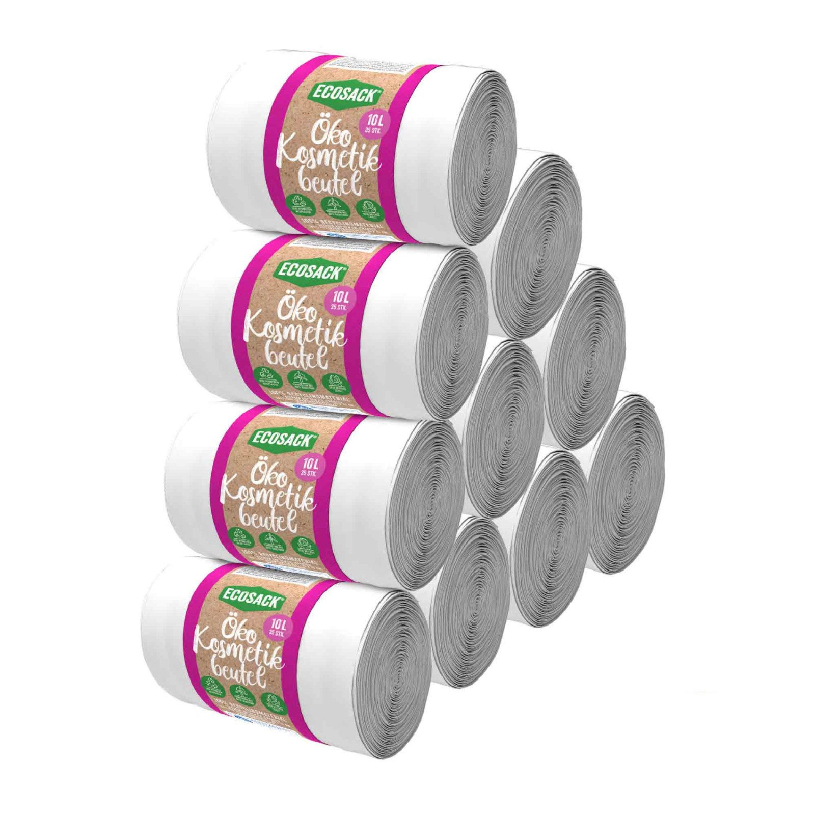 ECOSACK Müllbeutel Öko Müllbeutel - recycelte Folien - 10 Liter 200 Stück Mülltüten weiß, Zubehör für Mülleimer bis 10 Liter