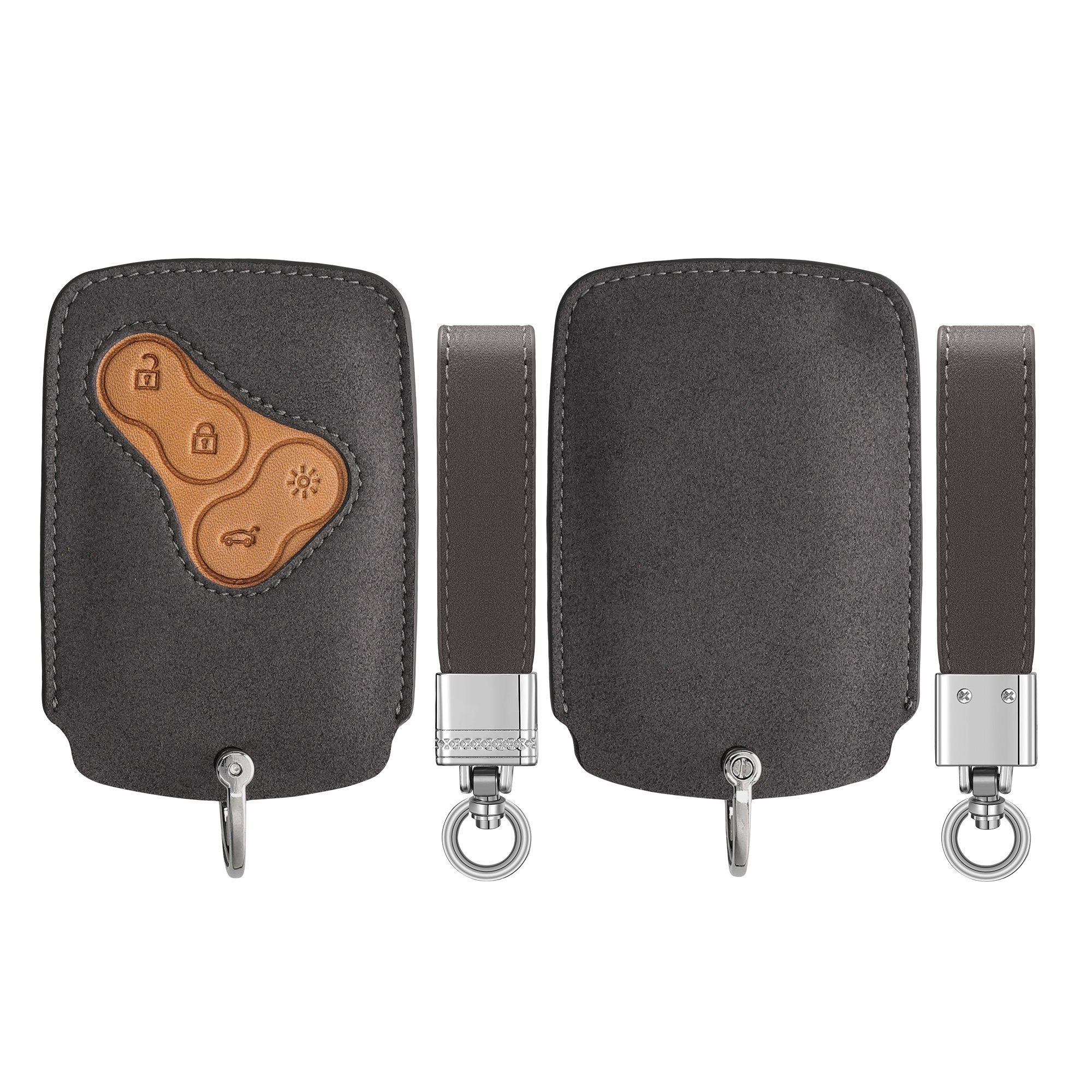 kwmobile Schlüsseltasche Autoschlüssel Kunstleder Hülle für Renault, Schlüsselhülle Schlüssel Case - Cover in Grau Braun