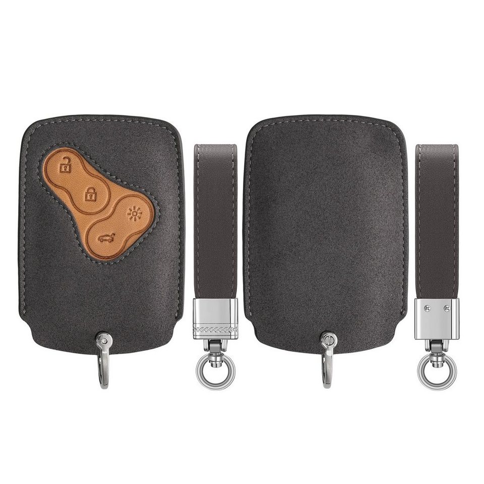 kwmobile Schlüsseltasche Autoschlüssel Kunstleder Hülle für Renault,  Schlüsselhülle Schlüssel Case - Cover in Grau Braun