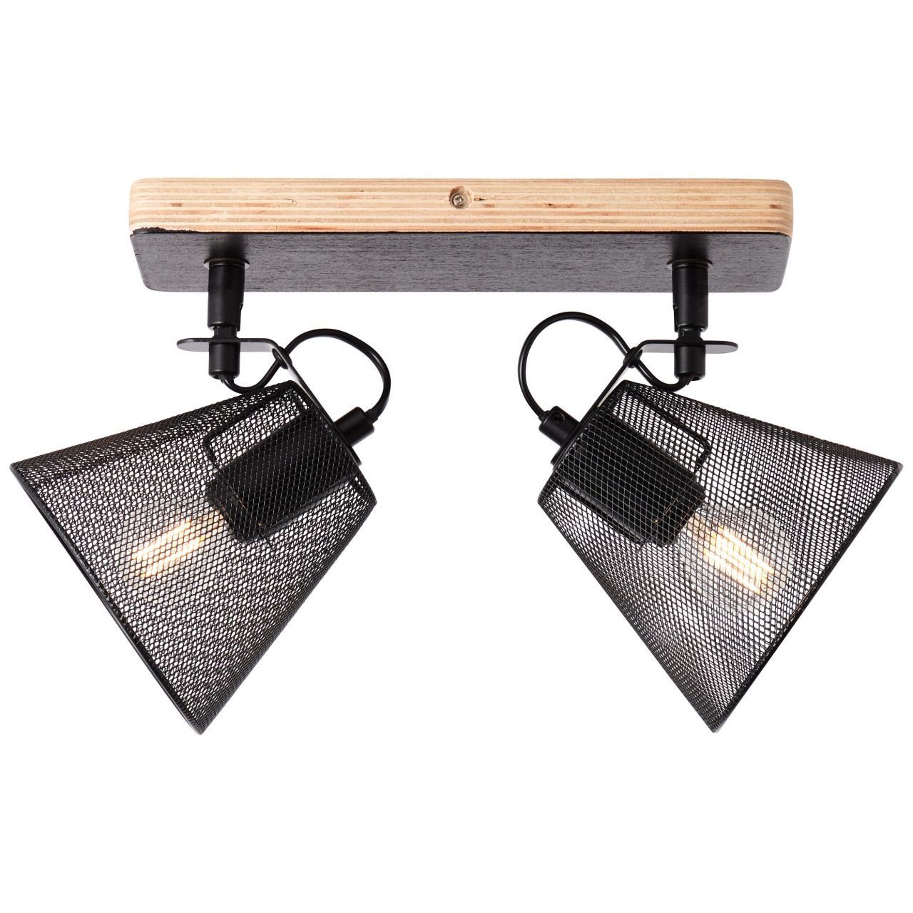 Spotbalken 2x D45 Whole, 2flg Brilliant Lampe, Whole schwarz/holzfarbend, Metall/Holz, Deckenleuchte