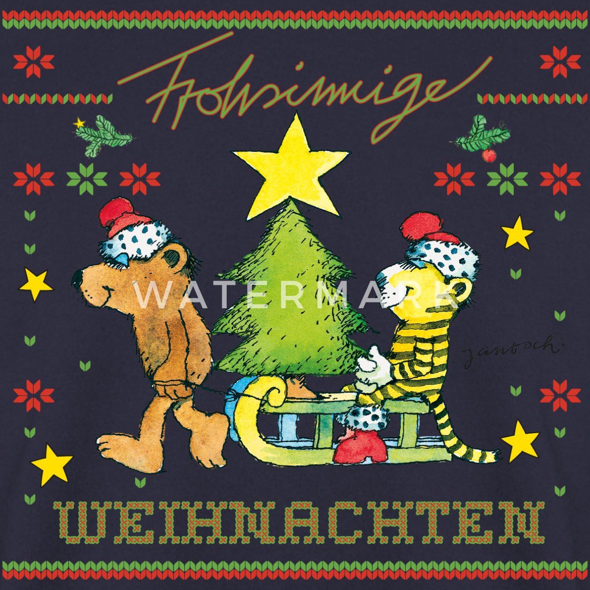 Spreadshirt Sweatshirt Janosch Frohsinnige Weihnachten Ugly günstig online kaufen