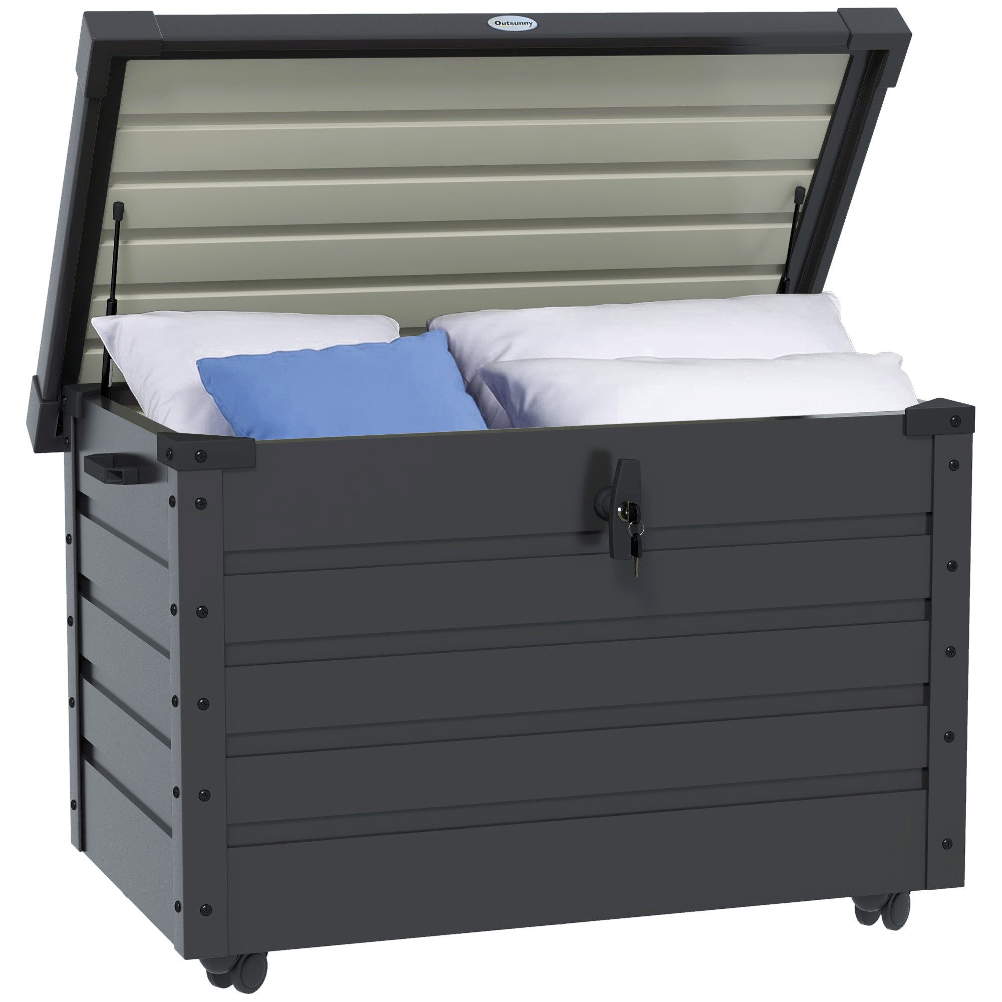 furnicato Garten-Geräteschrank Wasserdichte Auflagenbox 100L x 62B x 65H cm Dunkelgrau, BxT: 62x100 cm