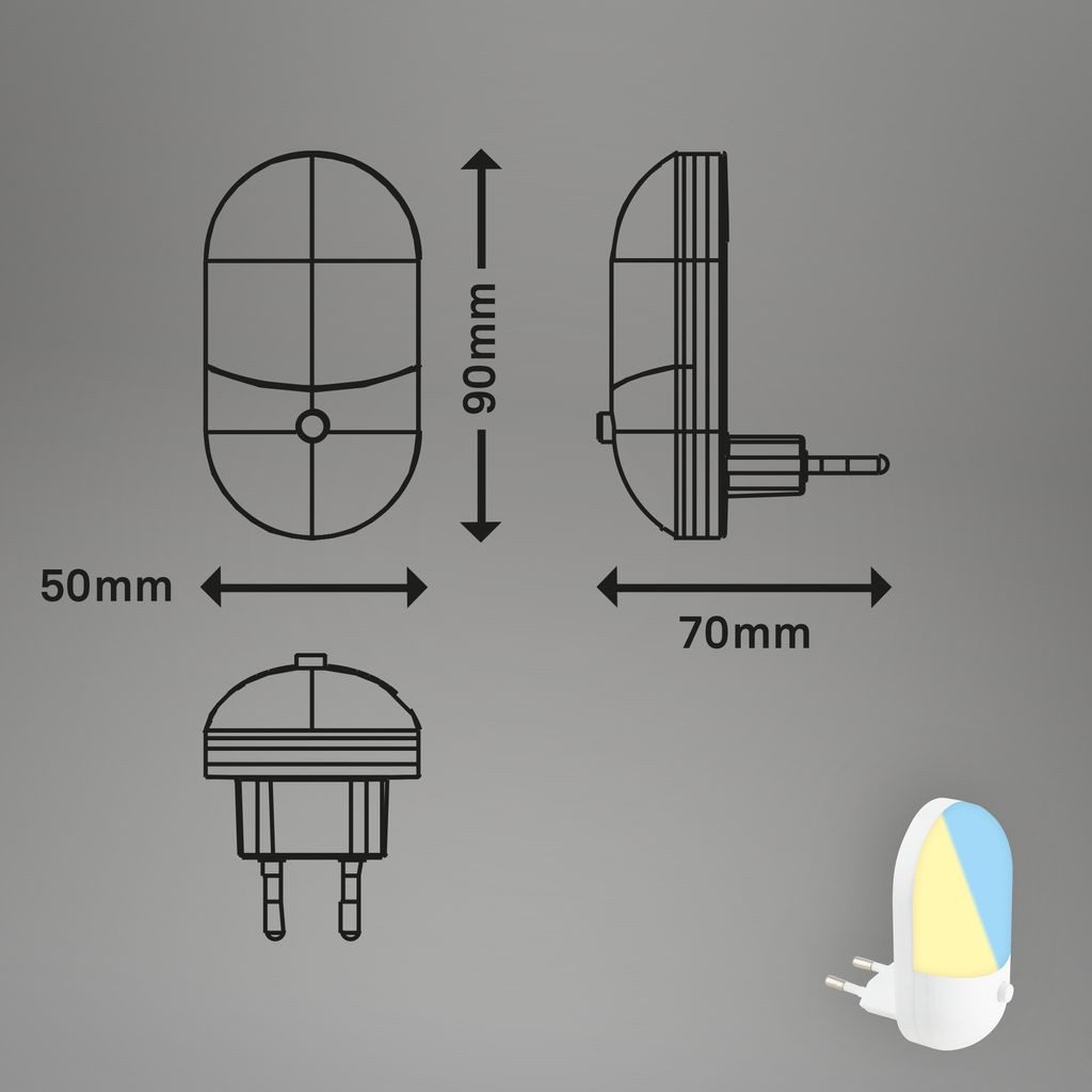 Briloner Leuchten LED Steckdosenleuchte 2184016, Dimmfunktion, LED fest integriert