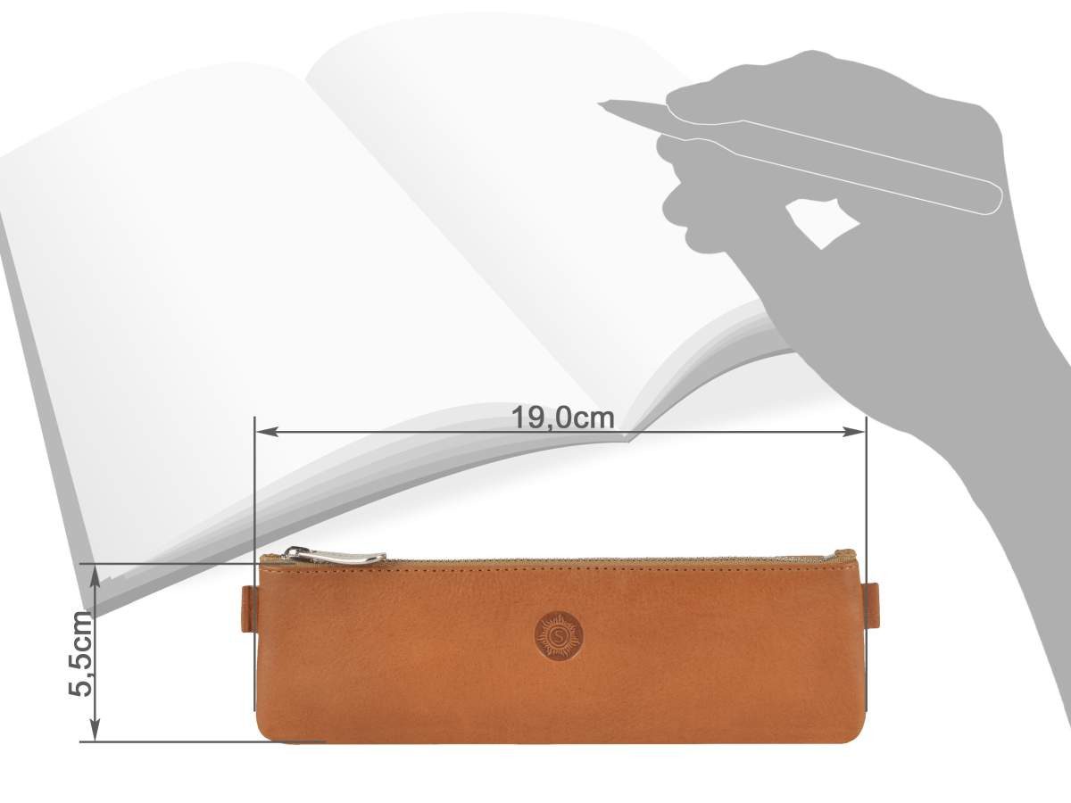 Sonnenleder Schreibgeräteetui Boldt, Stiftetui, Federtasche, süddeutsches Rindleder