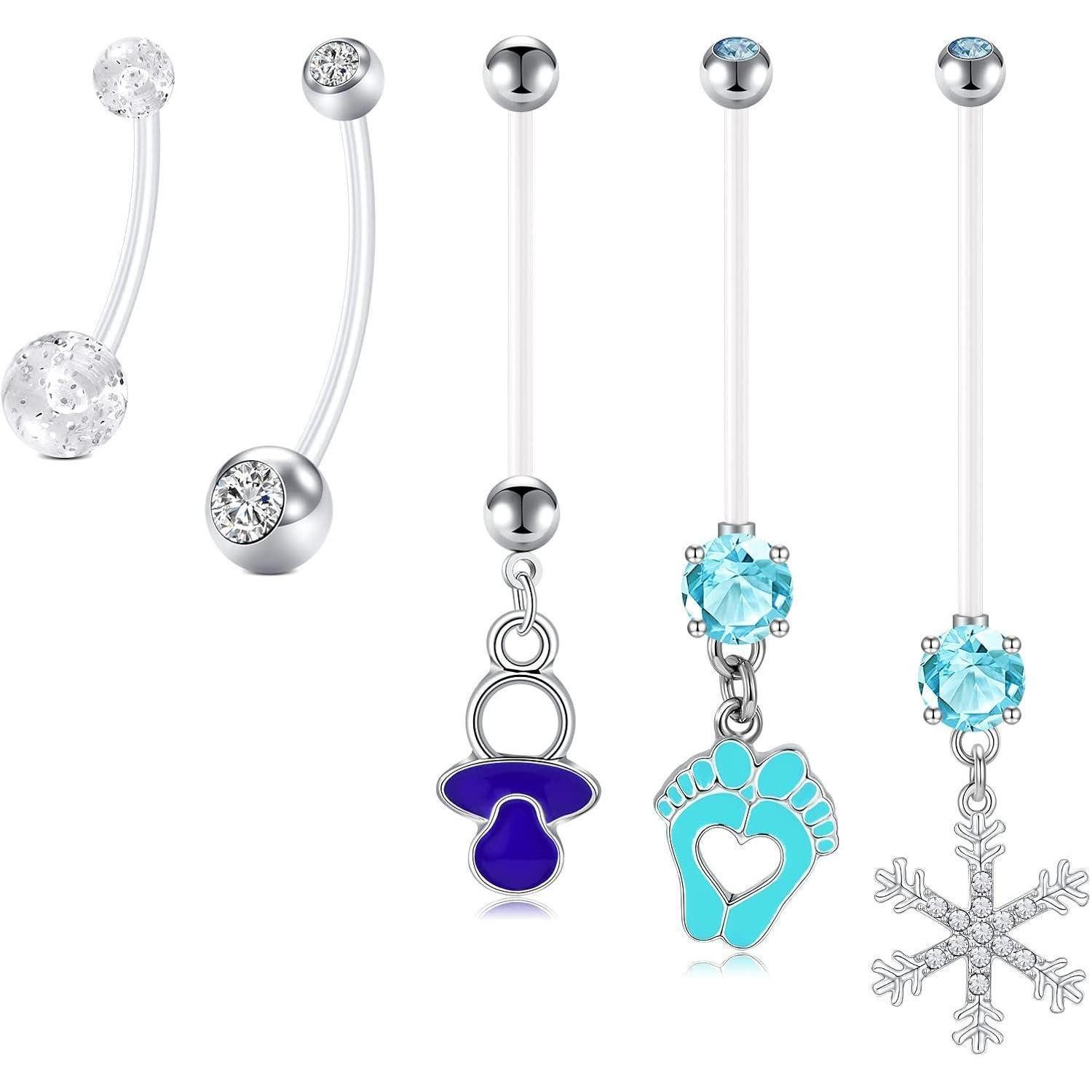 LAURITAMI Bauchnabelpiercing 6stk Schwangerschaft Bauchnabelpiercing Acryl UV Bioflex
