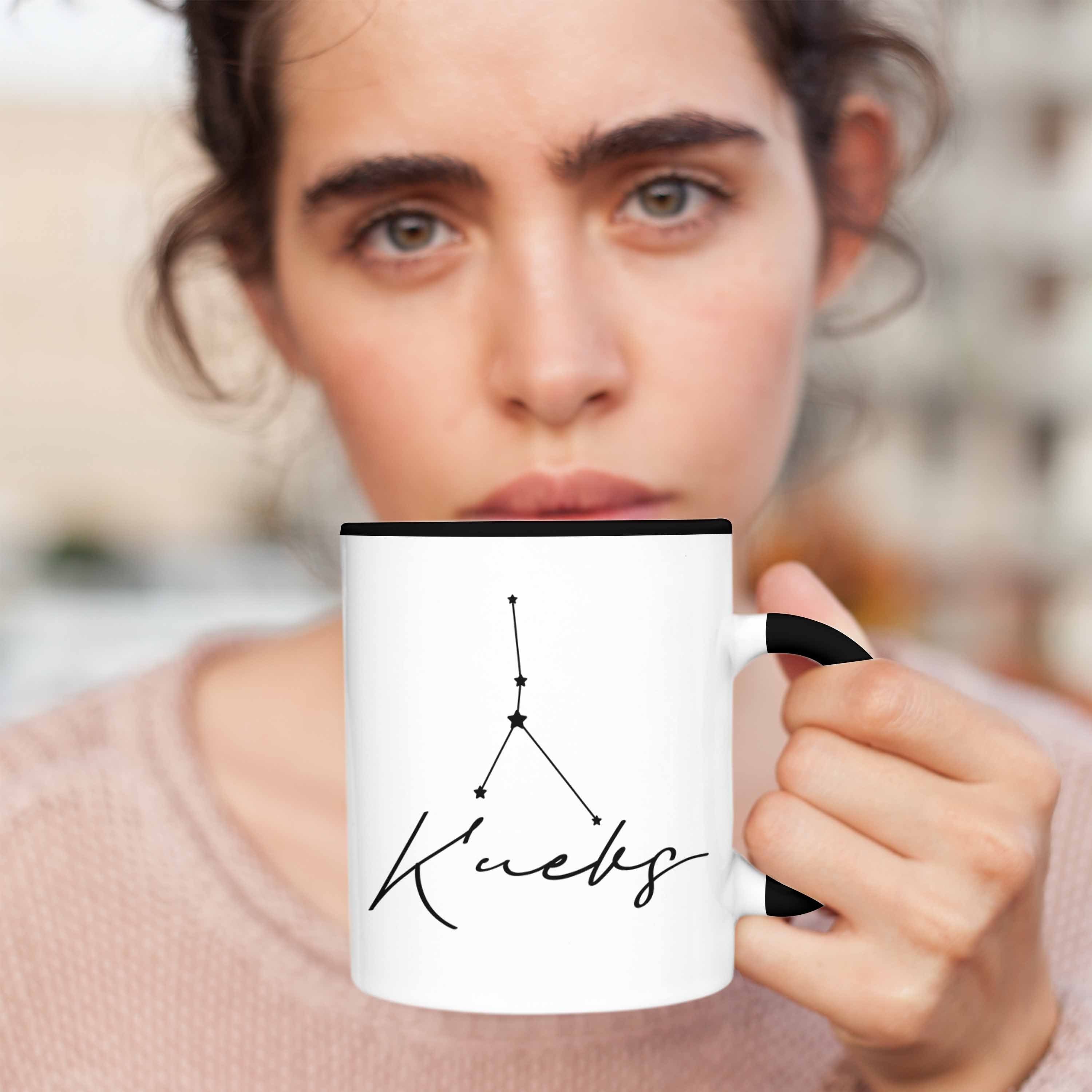 Horoskop Krebs Trendation Geschenk Tasse Trendation Tasse - Schwarz Tierkreiszeichen Sternzeichen