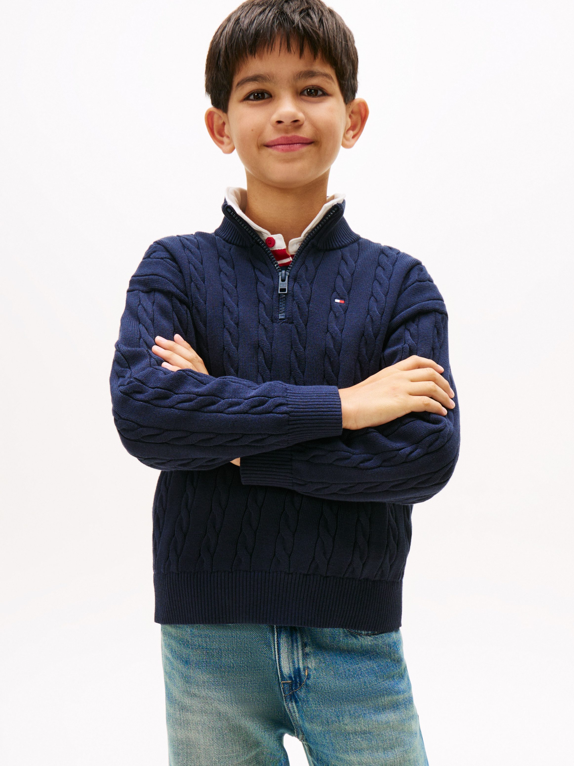 Tommy Hilfiger Вязаные свитера COTTON CABLE HALF ZIP SWEATER Kinder bis 16 Jahre