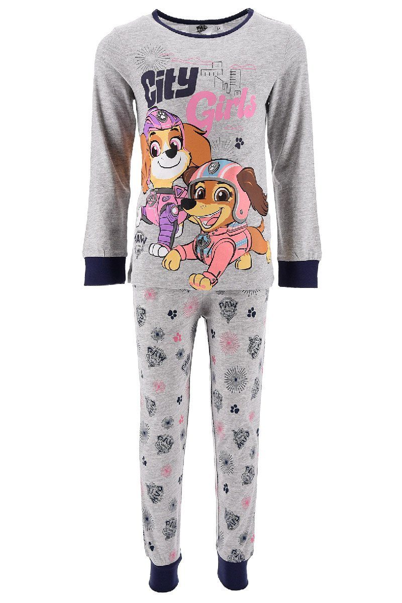 PAW PATROL Schlafanzug Skye Kinder Mädchen Pyjama langarm Nachtwäsche (2 tlg) Grau