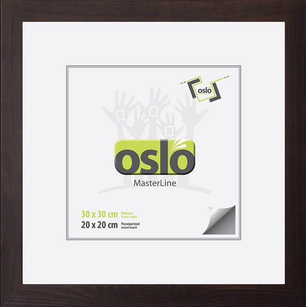 Oslo MasterLine 30x30 Bilderrahmen Holz Querformat, Echtglas Bilderrahmen und FSC-zertifiziert massiv dunkelbraun Hoch