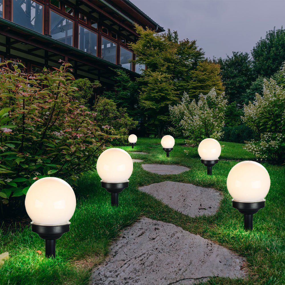Beleuchtung Außen Topf LED-Leuchtmittel Blumen LED 4er Leuchten verbaut, Gartenleuchte, Set Neutralweiß, fest Solar etc-shop