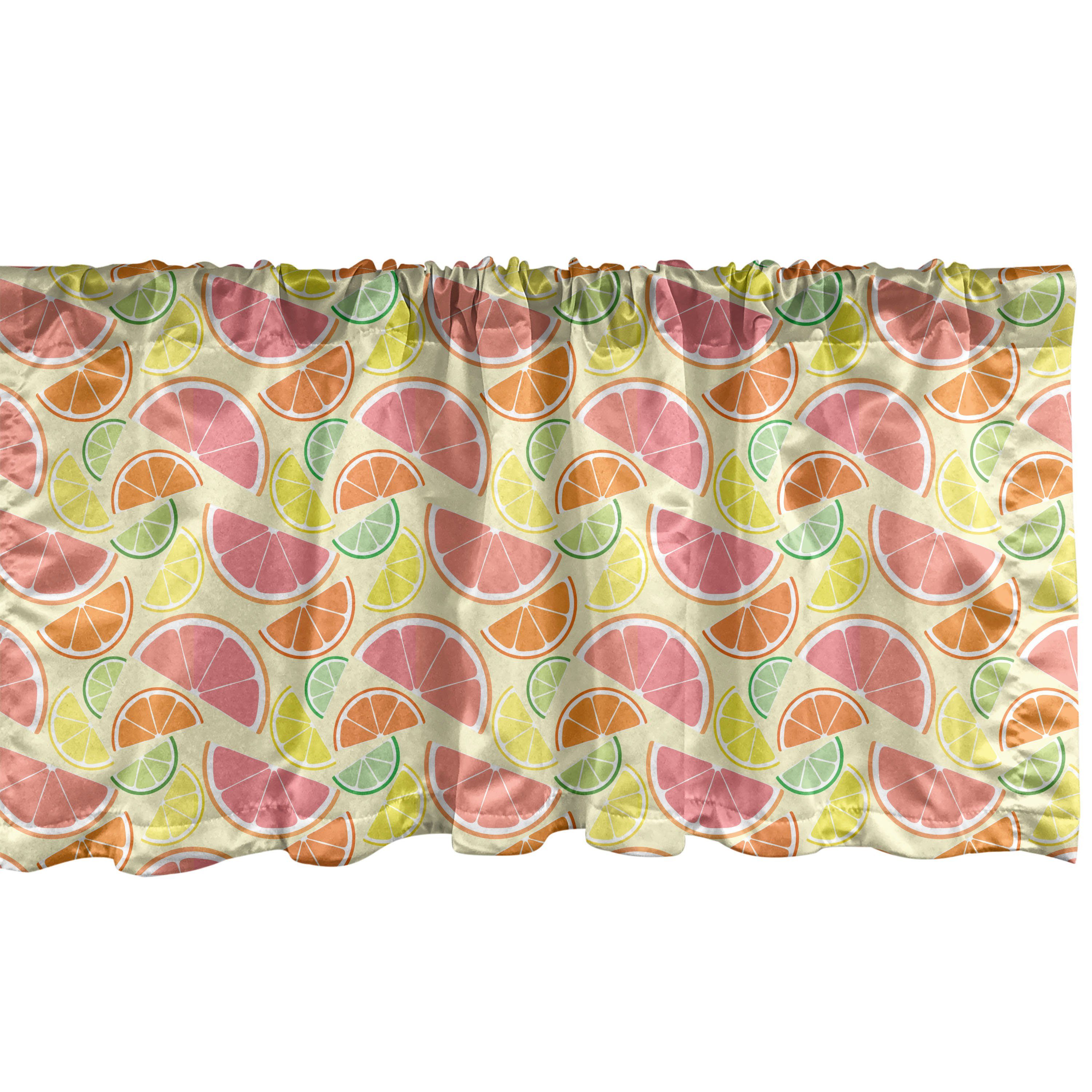 Scheibengardine Vorhang Volant für Küche Schlafzimmer Dekor mit Stangentasche, Abakuhaus, Microfaser, Zitrusgewächs Geschnittene Zitronen und Orangen
